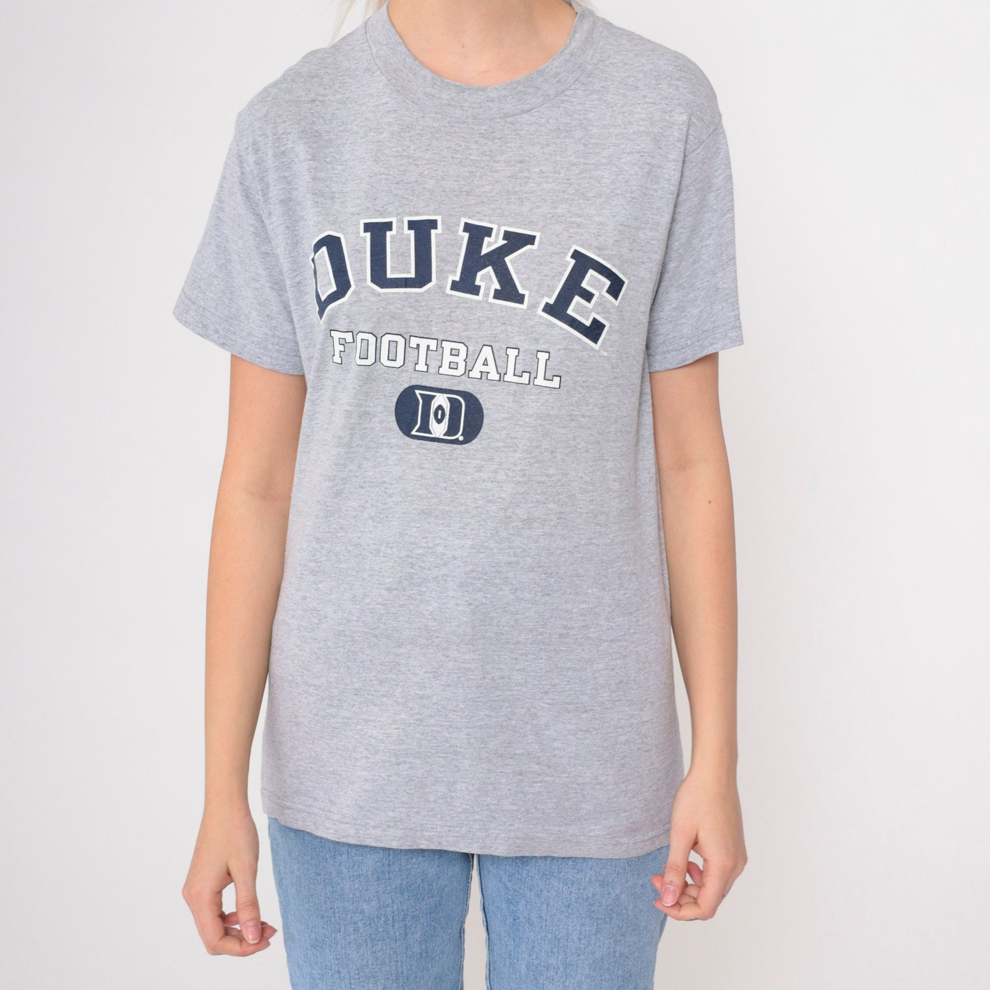 90s Champion Duke Football T-Shirt Grey Graphic Tee Small