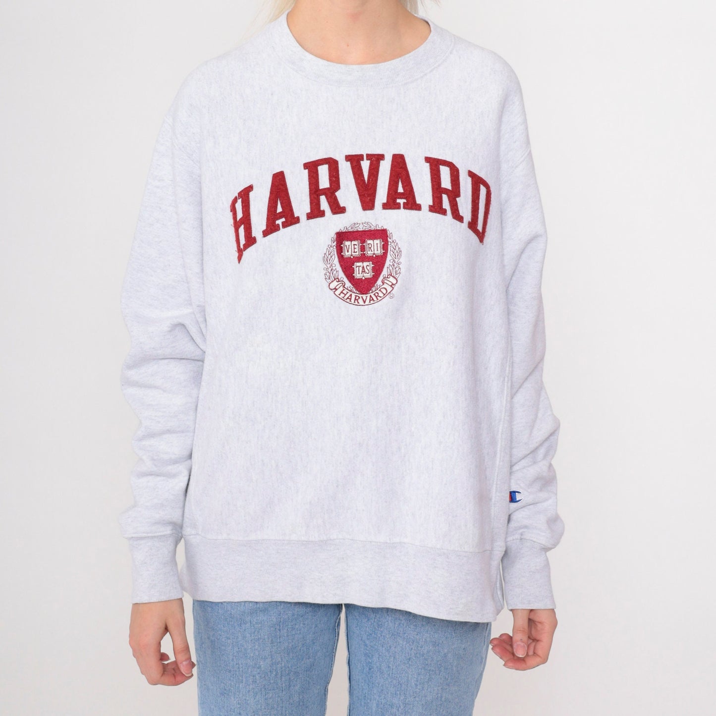 90s Champion Reverse Weave Harvard University Sweatshirt Grey Medium