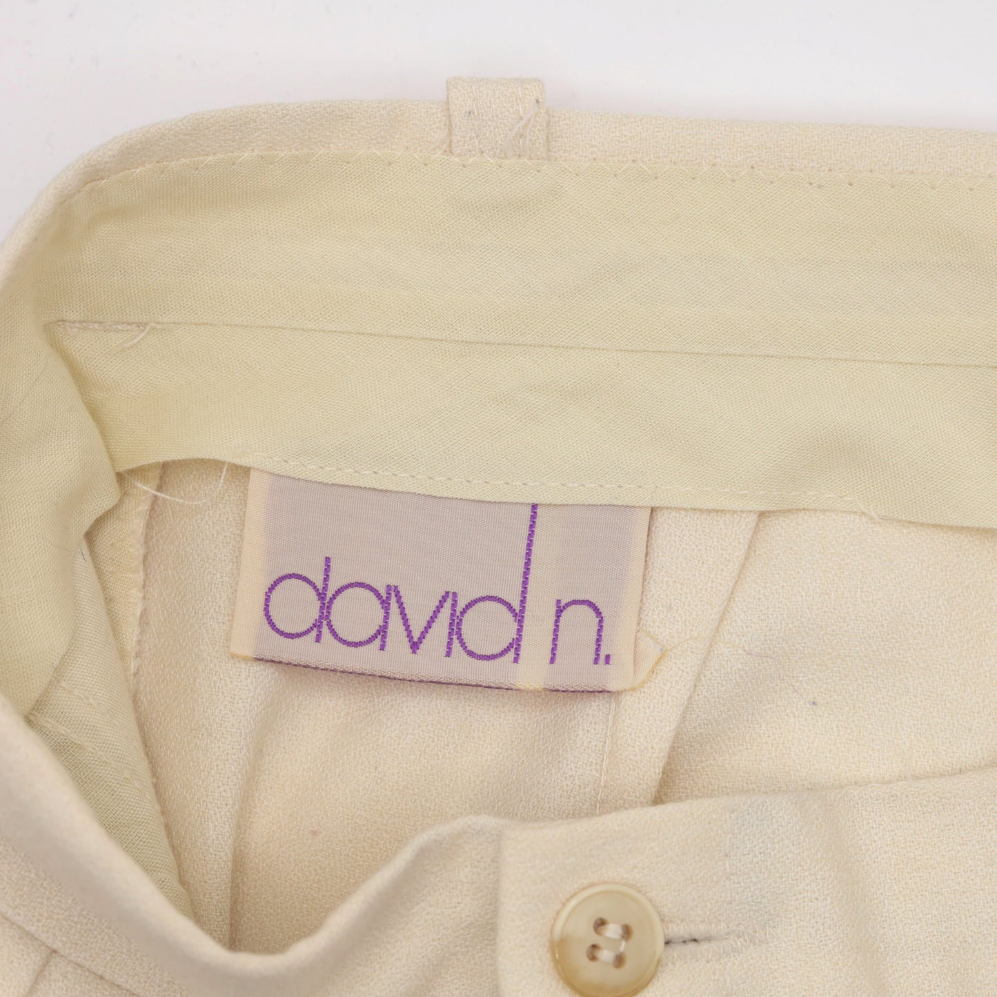 80s Cream Pleated High-Waist Trousers Tapered Leg Small S
