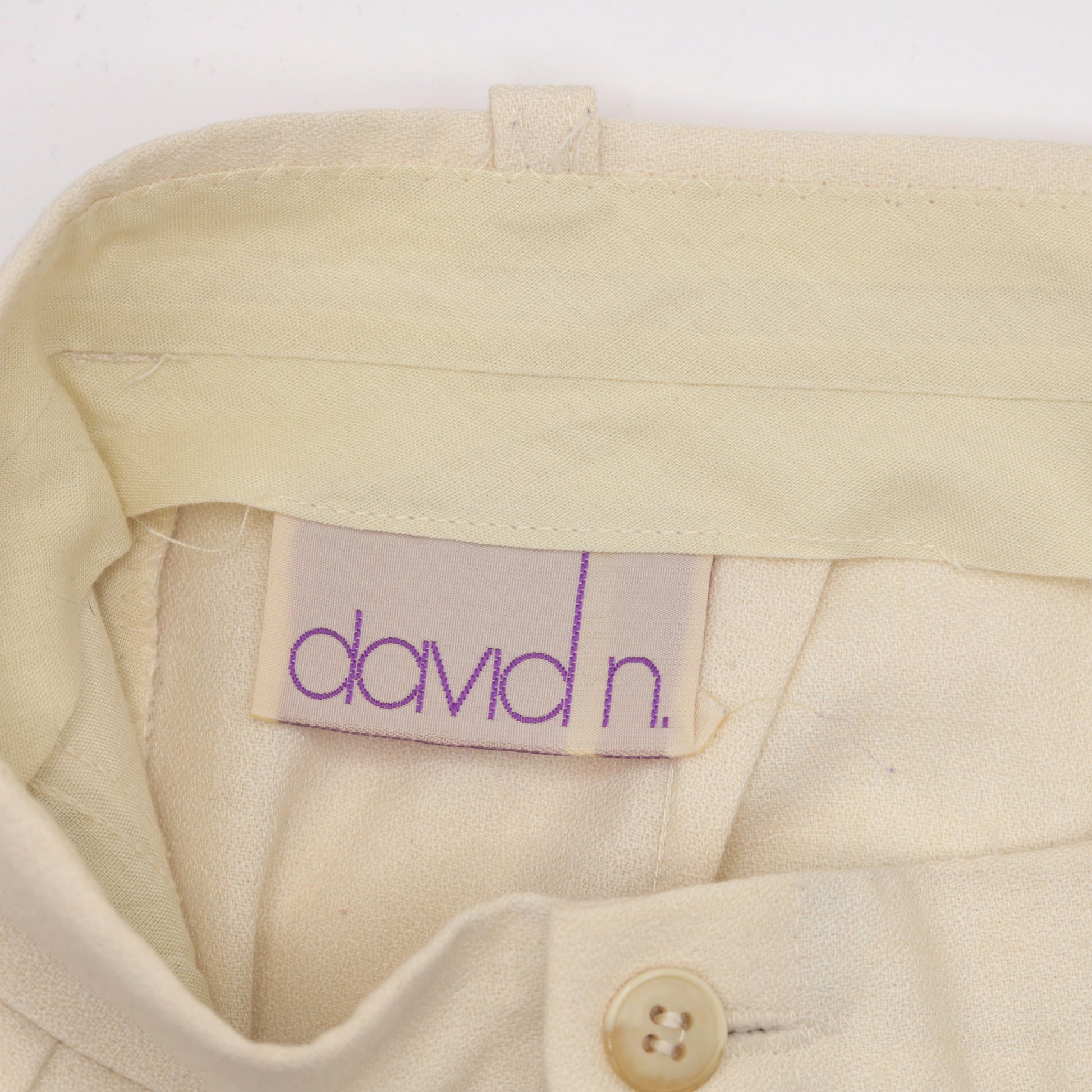 80s Cream Pleated High-Waist Trousers Tapered Leg Small S