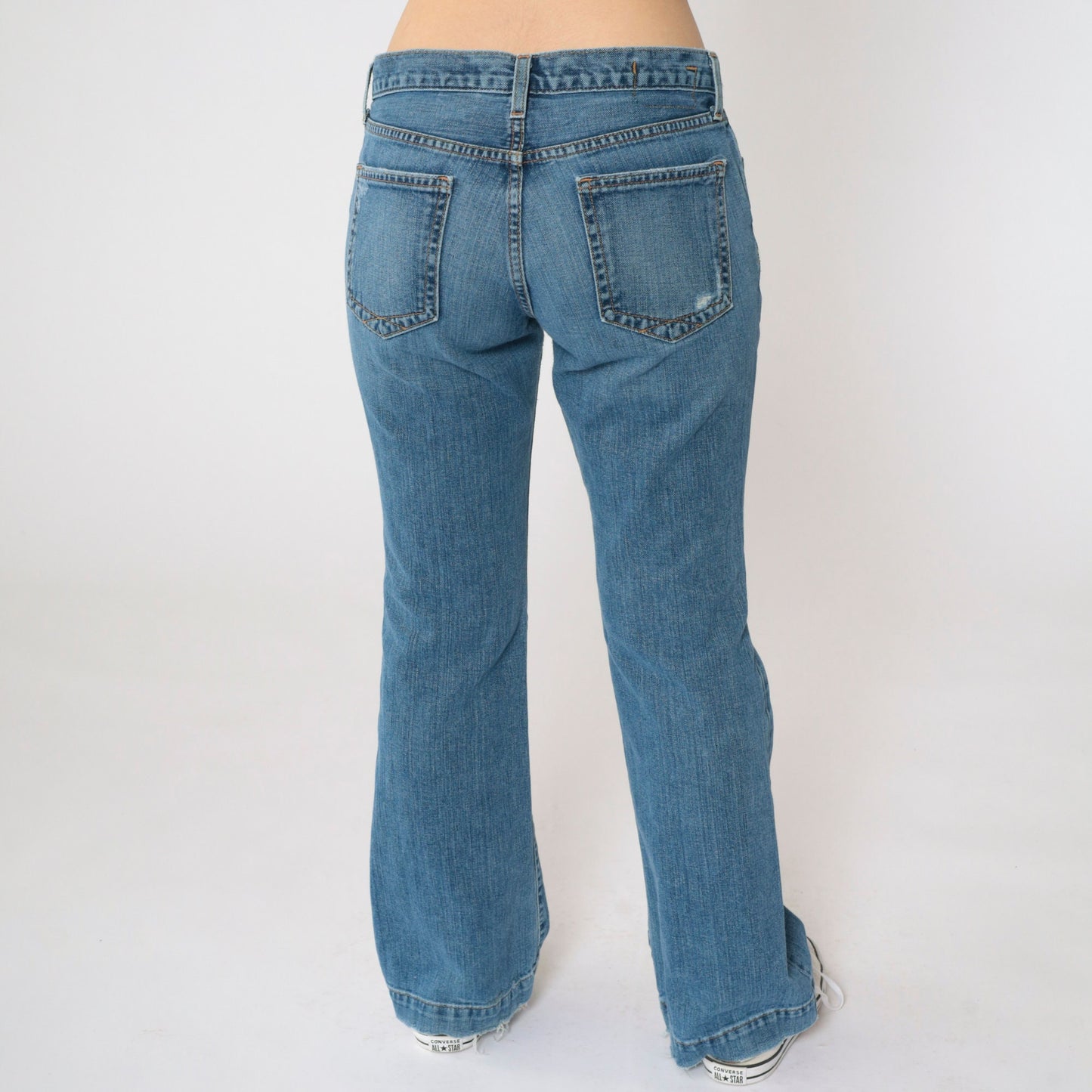 Gap Y2K Low Rise Flared Jeans Blue Distressed Denim Small 6