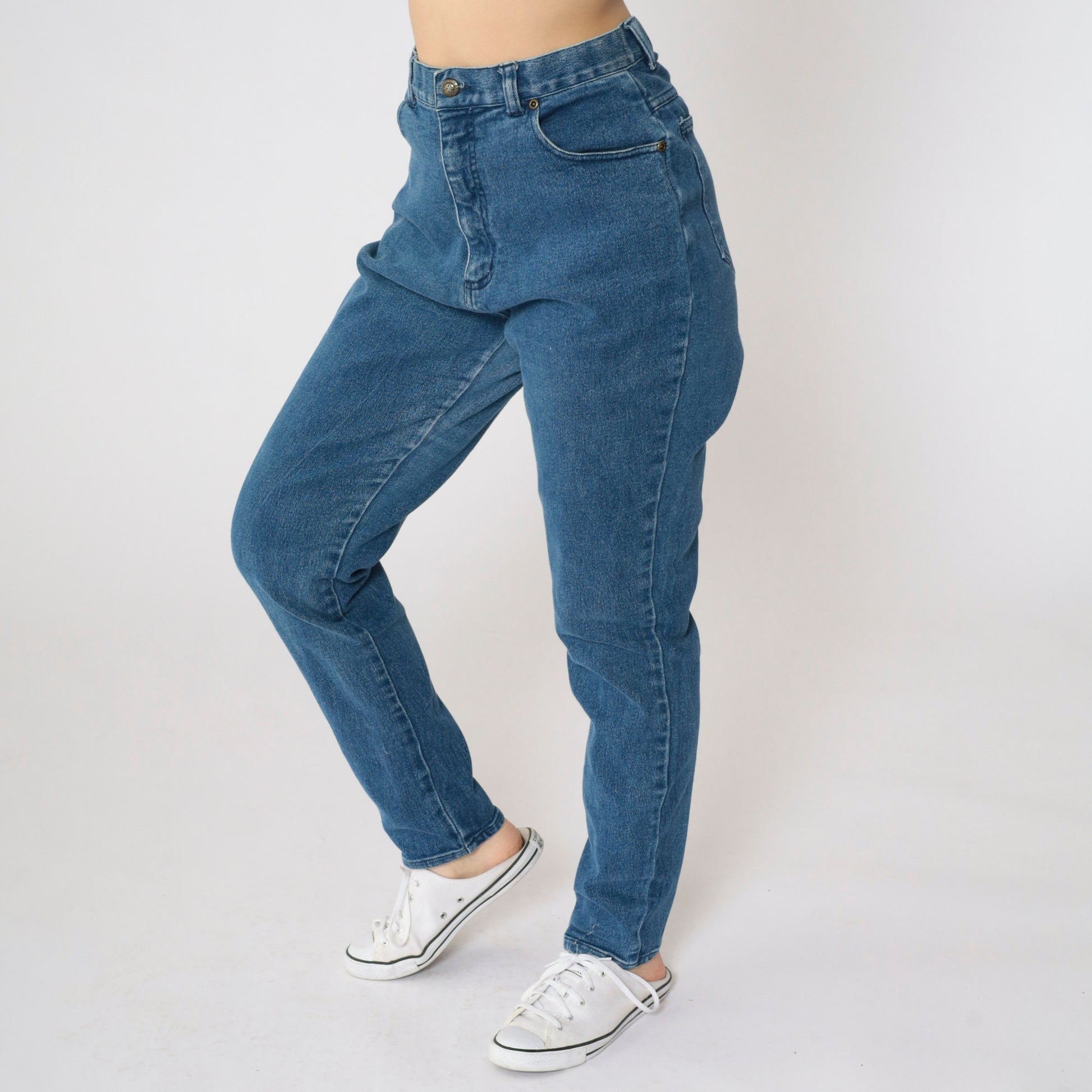 90s Forenza High Waist Tapered Jeans Blue Stretch Denim Small