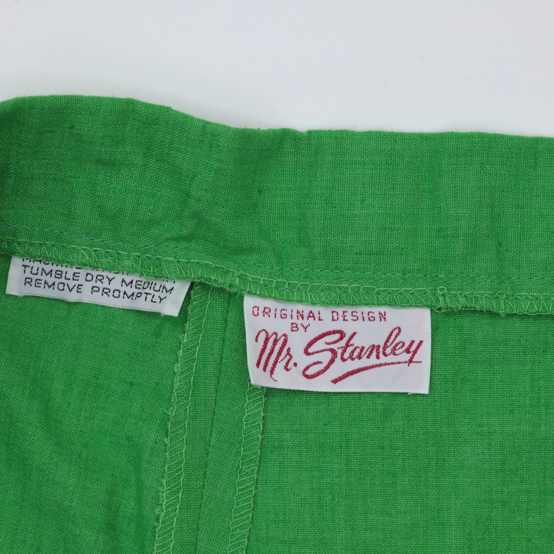 70s Lime Green Straight Leg Trousers High Rise Cotton Blend Small