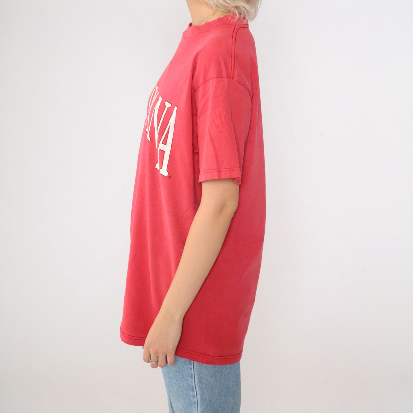 90s Indiana Graphic T-Shirt Faded Red Destination Tee Medium