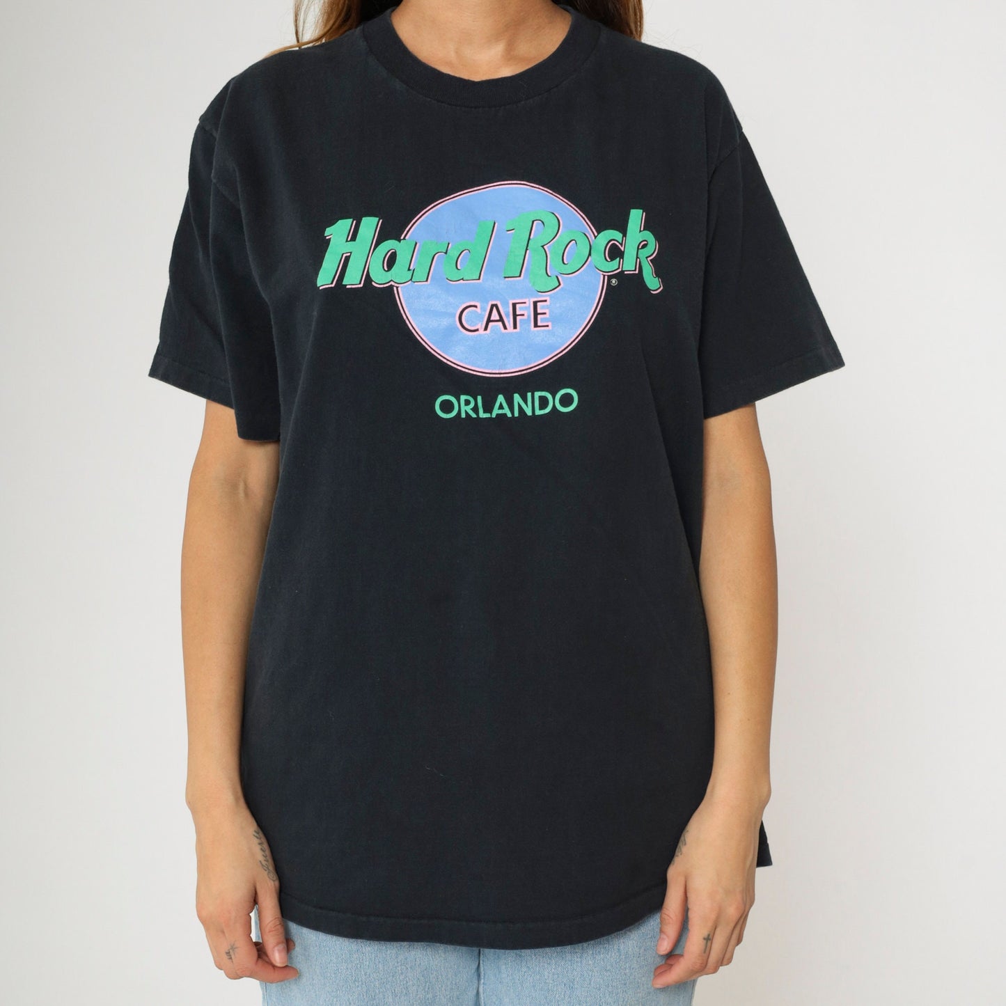 90s Hard Rock Cafe Orlando Florida Graphic T-Shirt Black Cotton Large