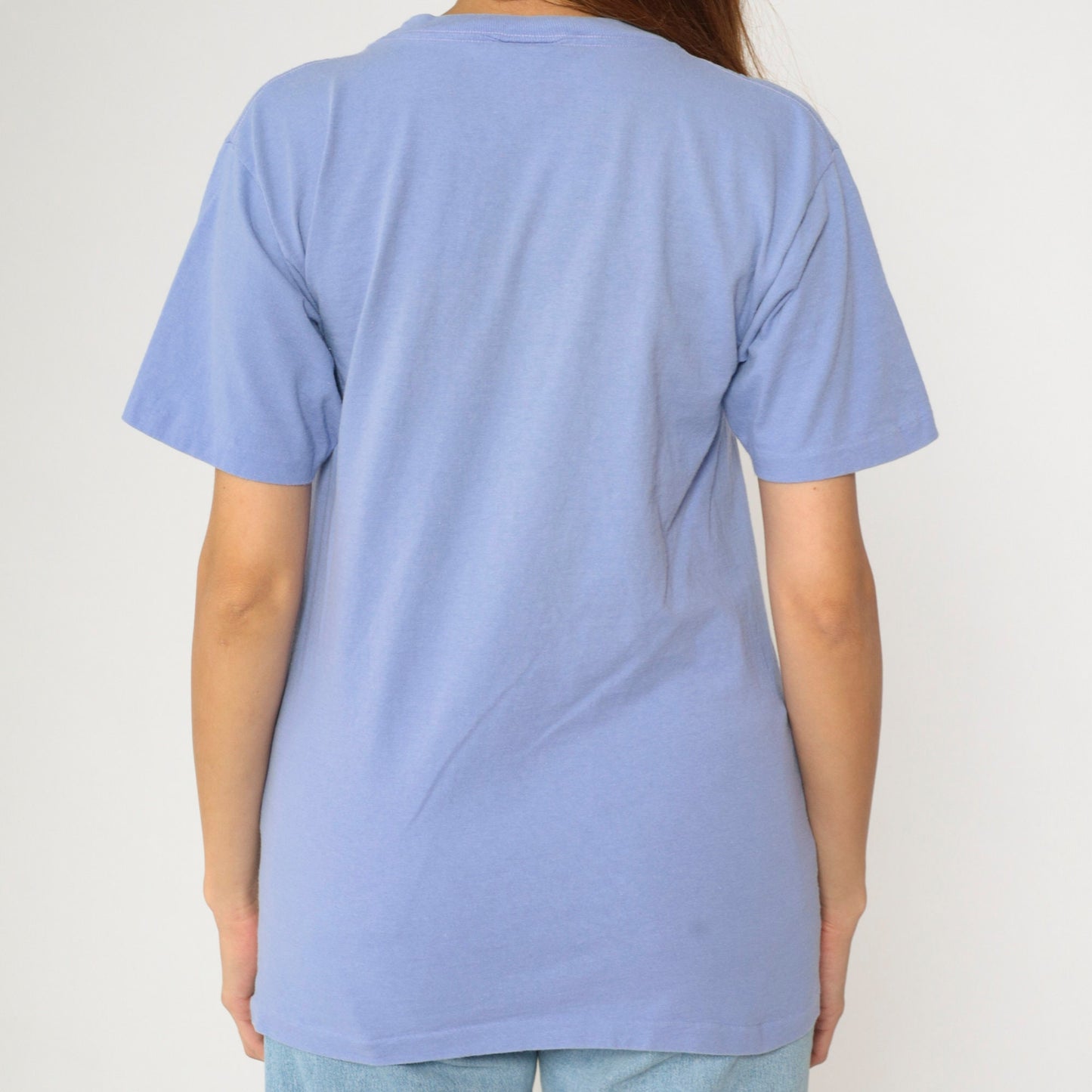 90s Alaska Floral Embroidered Periwinkle T-Shirt Cotton Graphic Tee XS