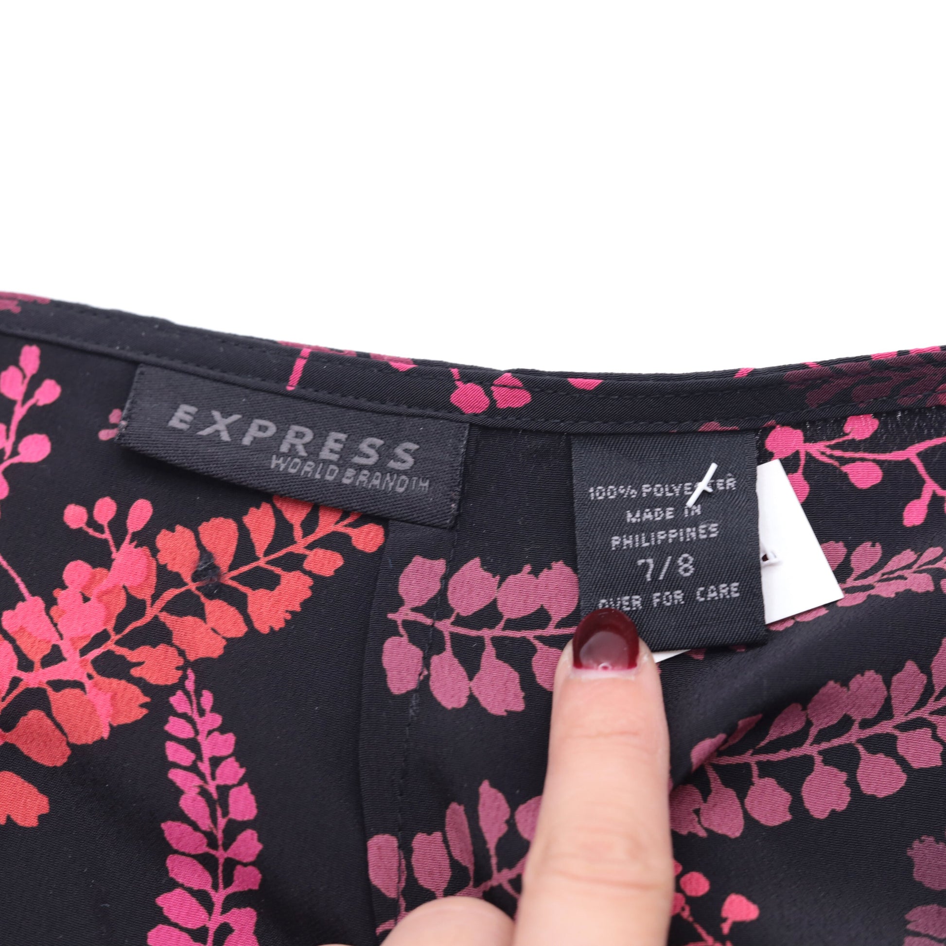 00s Floral Midi Skirt Black Pink High Waist Botanical Print Medium 8