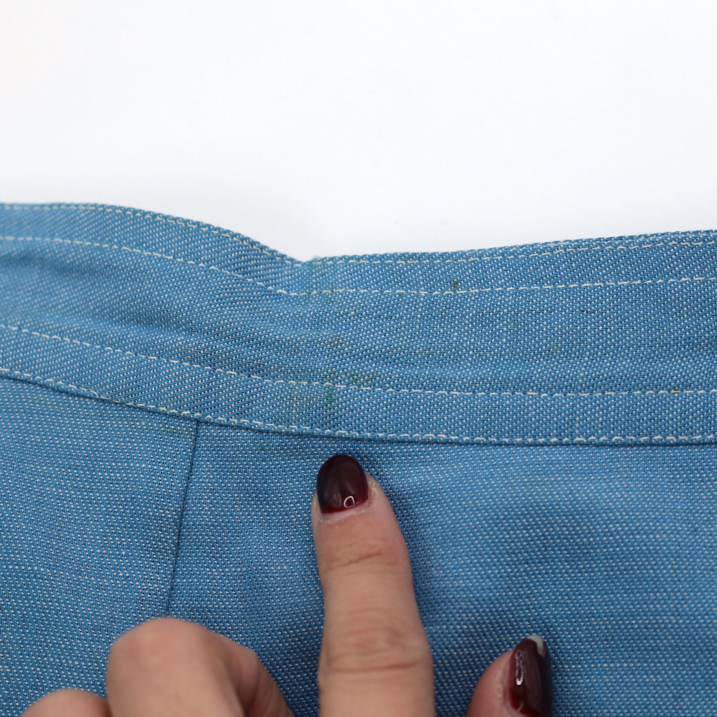 70s Blue Mini Skirt High Waist Button Front Patch Pockets Small