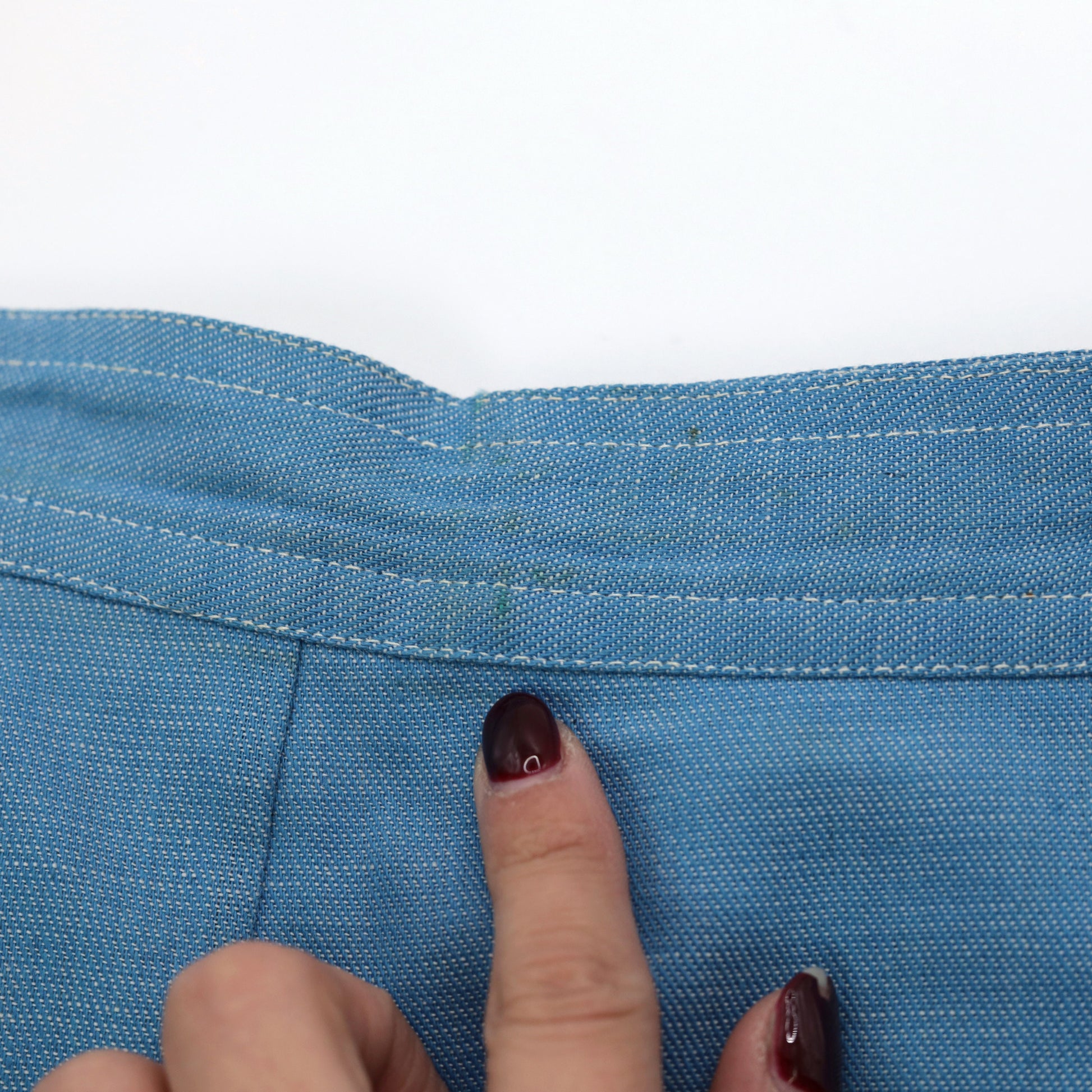 70s Blue Mini Skirt High Waist Button Front Patch Pockets Small