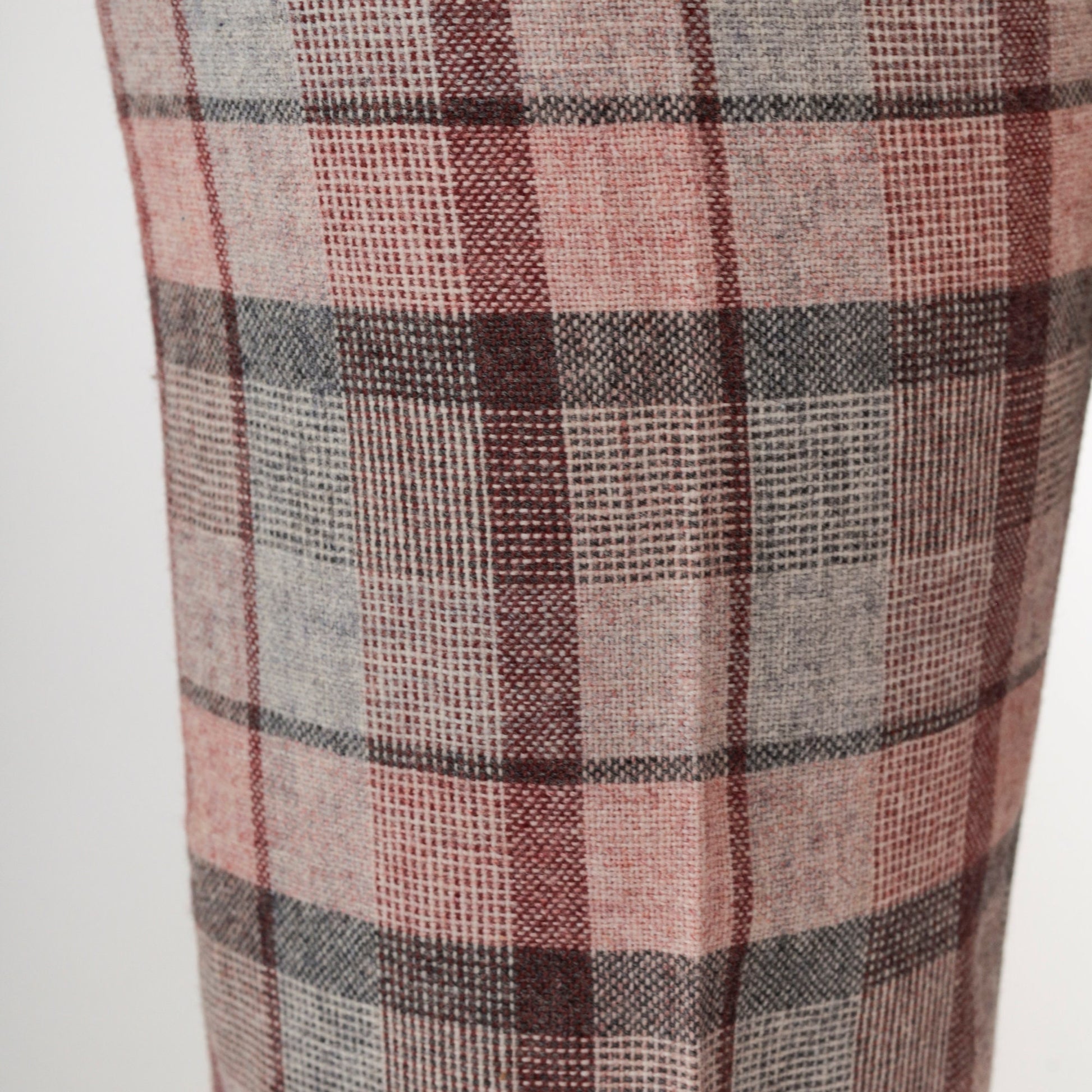 70s The Limited Plaid High-Waisted Trousers Pink Grey Wool Blend Small