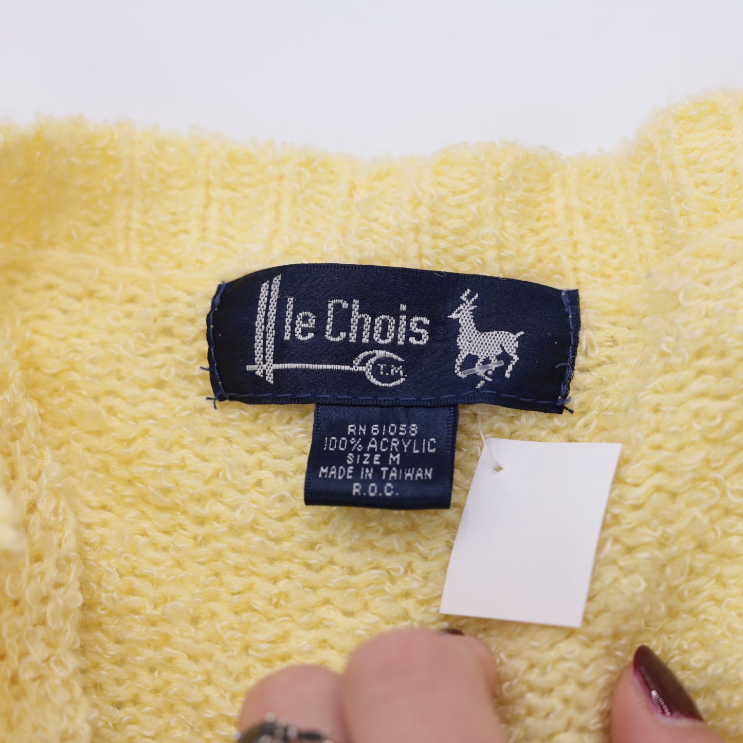70s Le Chois Yellow Bouclé Cardigan Short Sleeve Open Front Knit Medium