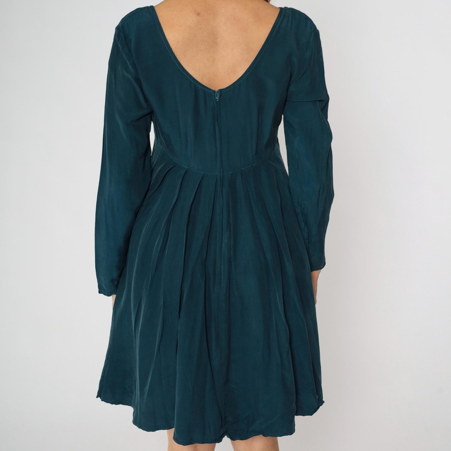 90s Rampage Babydoll Mini Dress Dark Teal Scoop Neck Empire Waist Medium