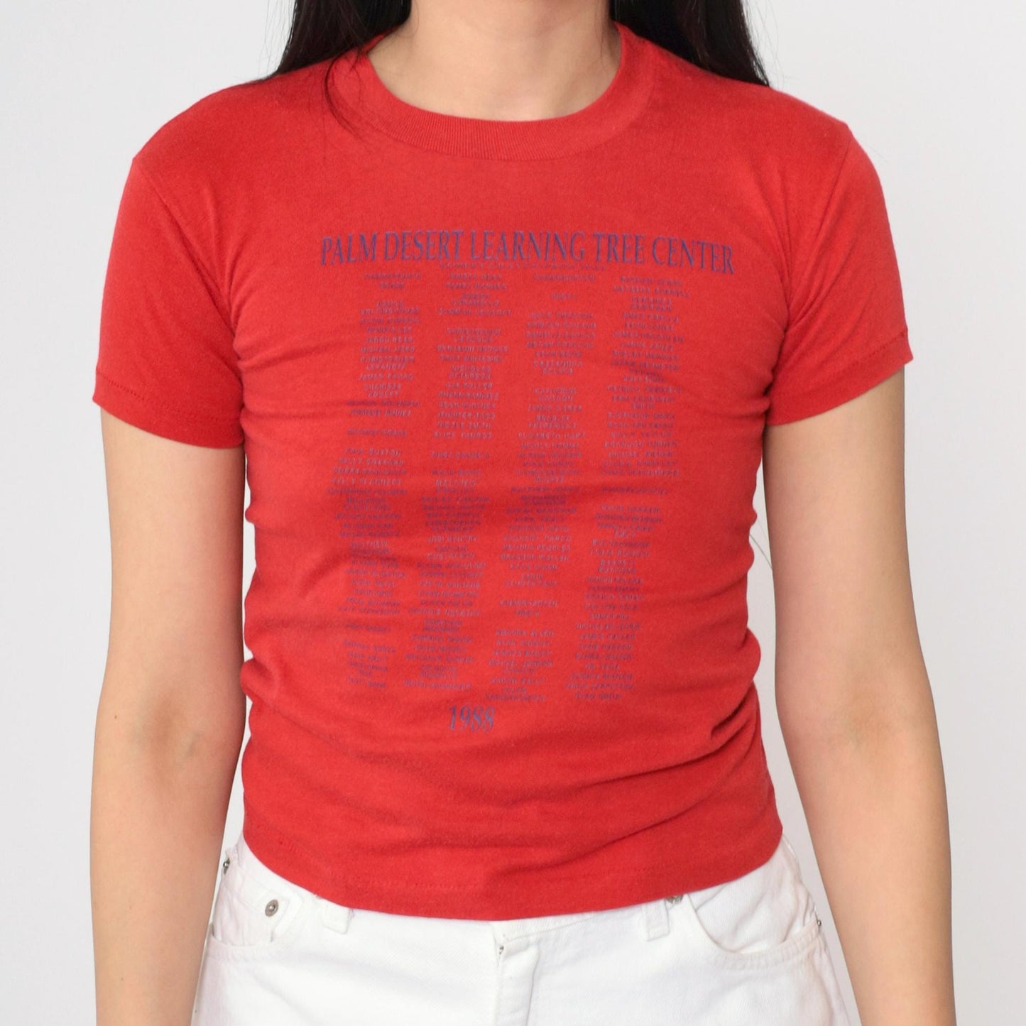 80s Palm Desert Learning Tree Center Graphic Tee Red Cotton XS