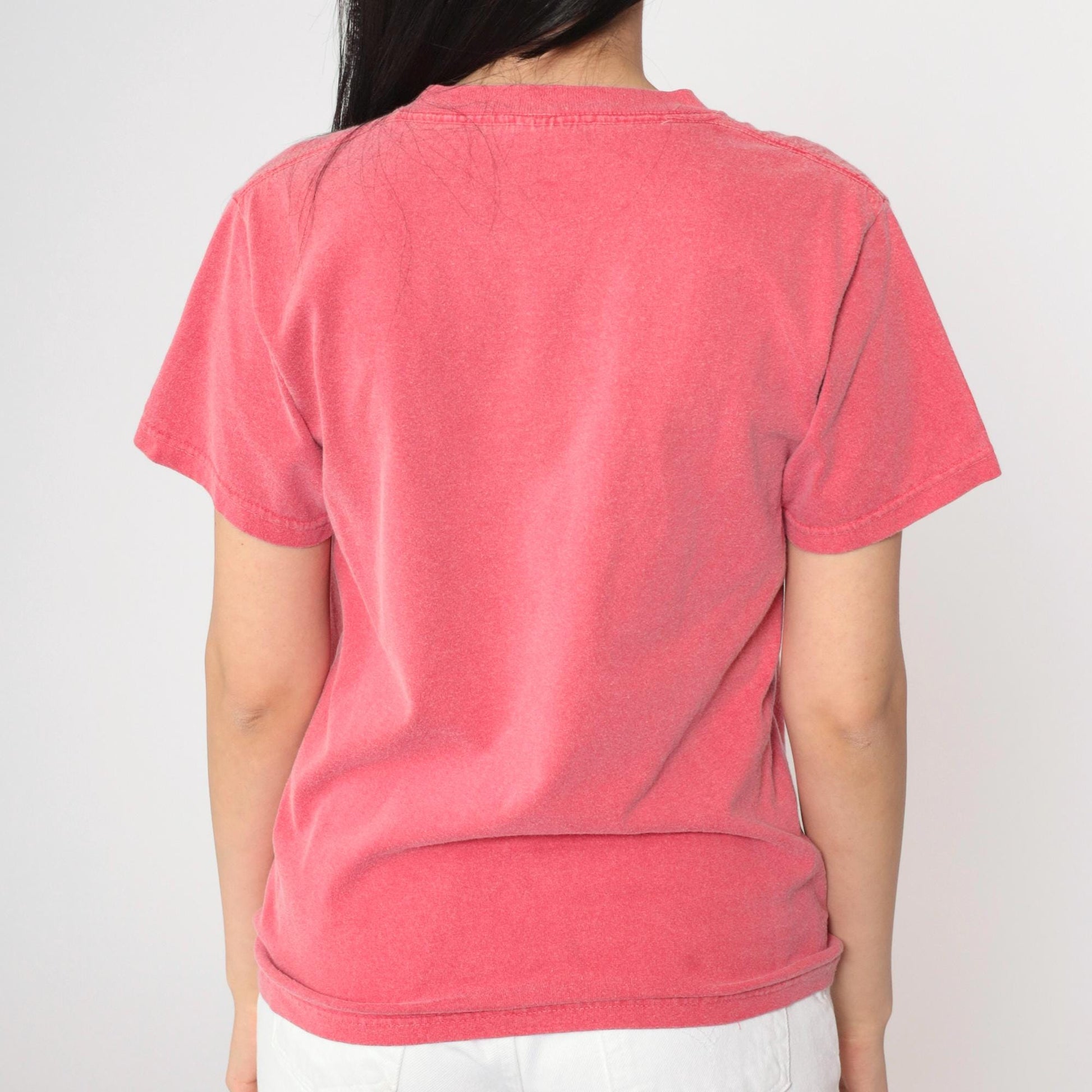 90s Bermuda Island Fish Embroidered T-Shirt Pink Cotton Small S