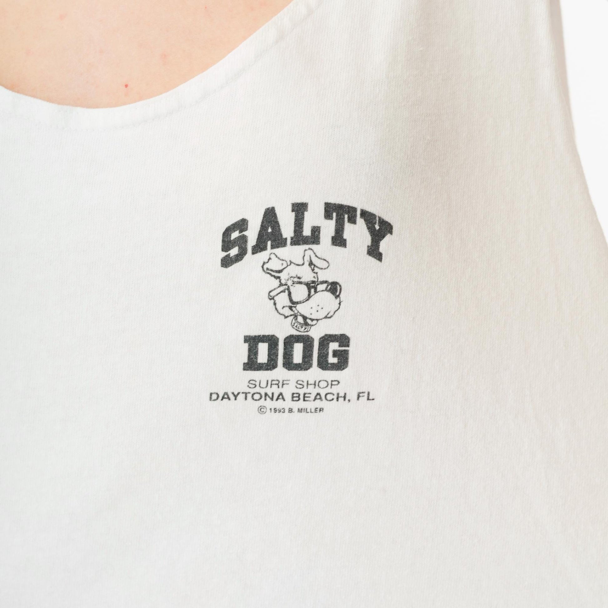 90s Salty Dog Surf Shop Tank Top Daytona Beach Florida Graphic White Extra Large XL