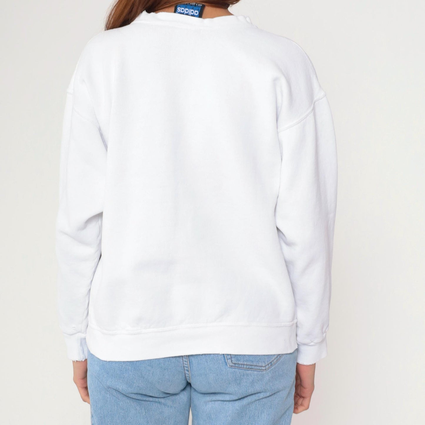 90s Adidas White Embroidered Logo Crewneck Sweatshirt Small