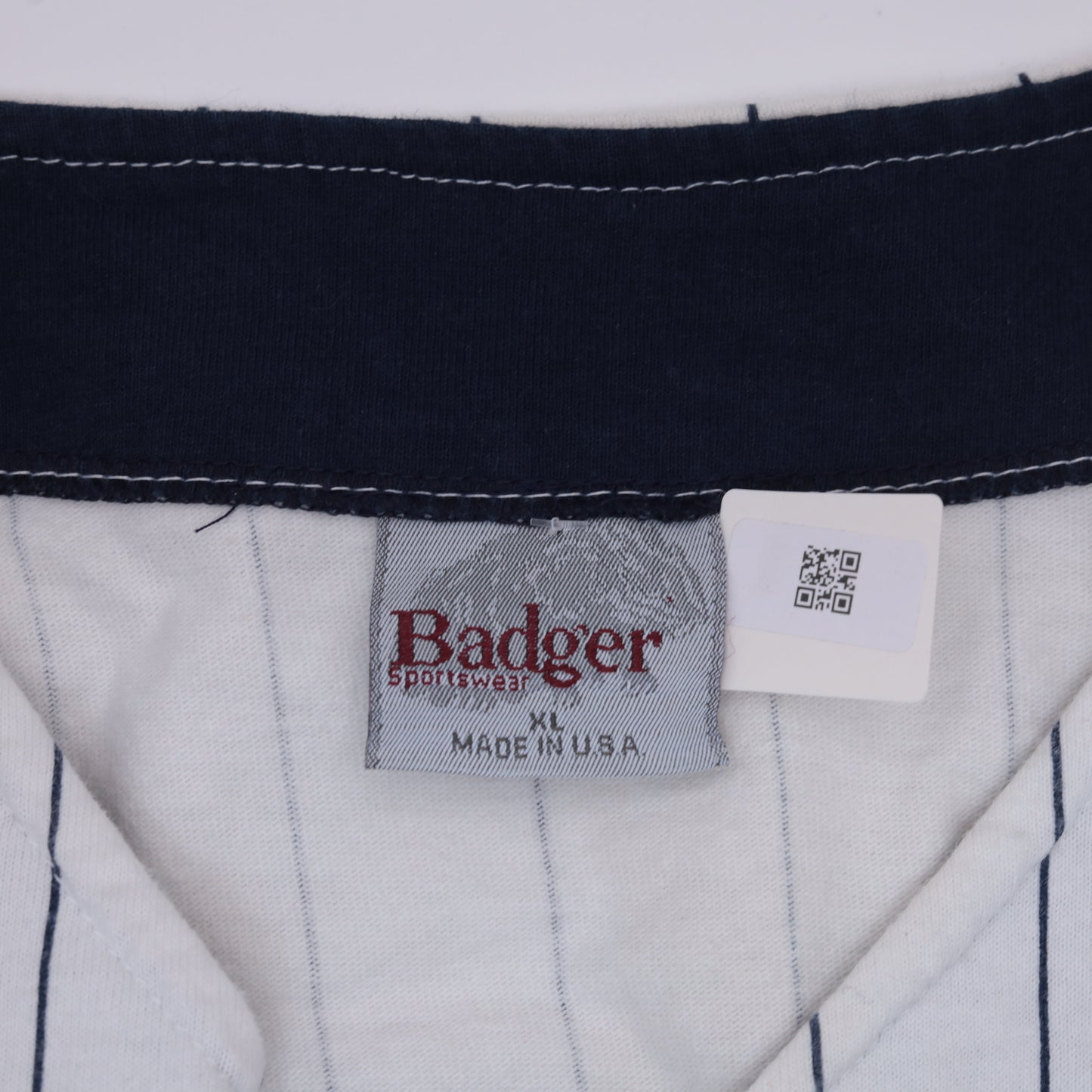 90s BB Magraws Auburn WA Baseball Shirt Navy Pinstripe Cotton Jersey Extra Large