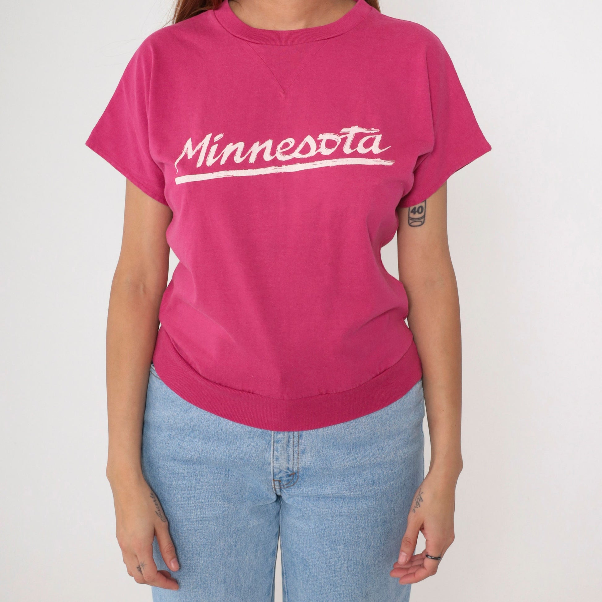 80s Minnesota Collegiate Pacific Graphic T-Shirt Hot Pink Small