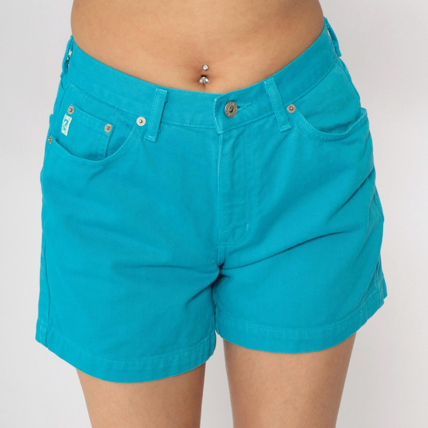 90s Guess Turquoise Denim Shorts Mid Rise Small 30