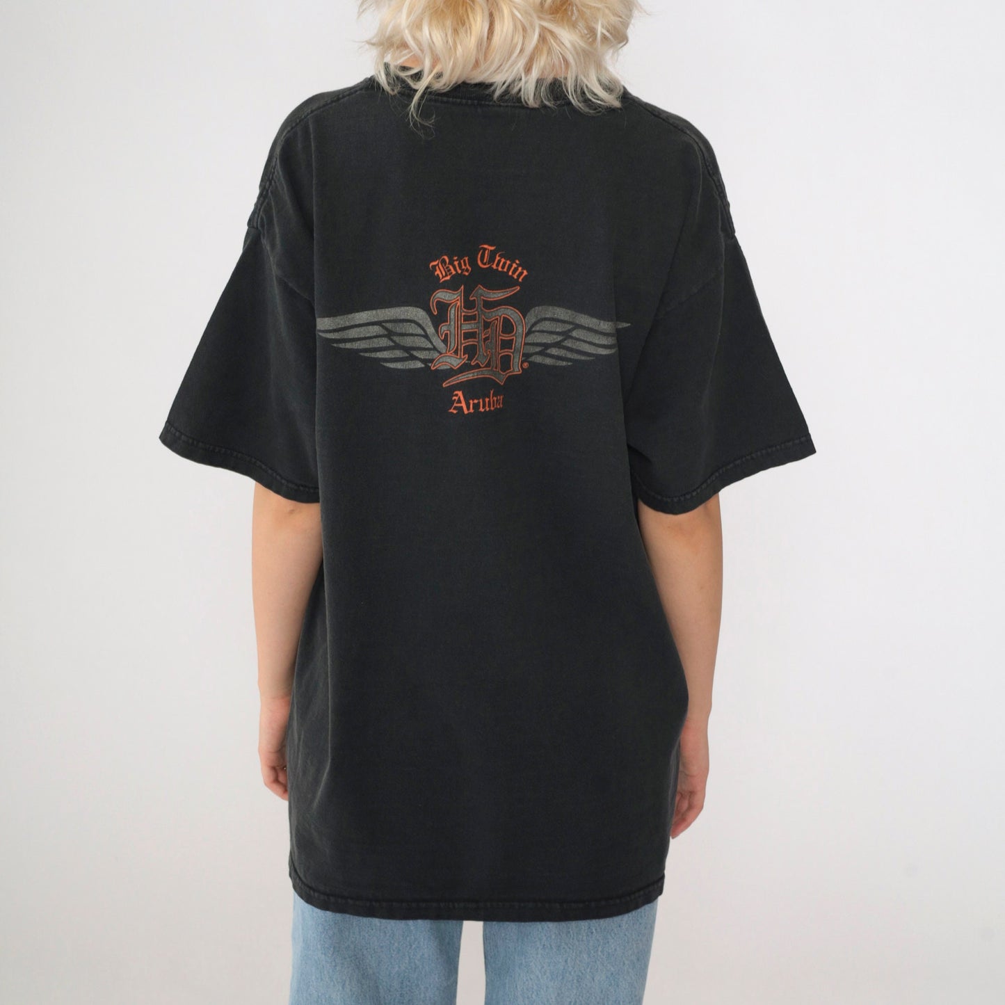 2002 Harley-Davidson Big Twin Aruba Graphic T-Shirt Black Y2K Extra Large XL
