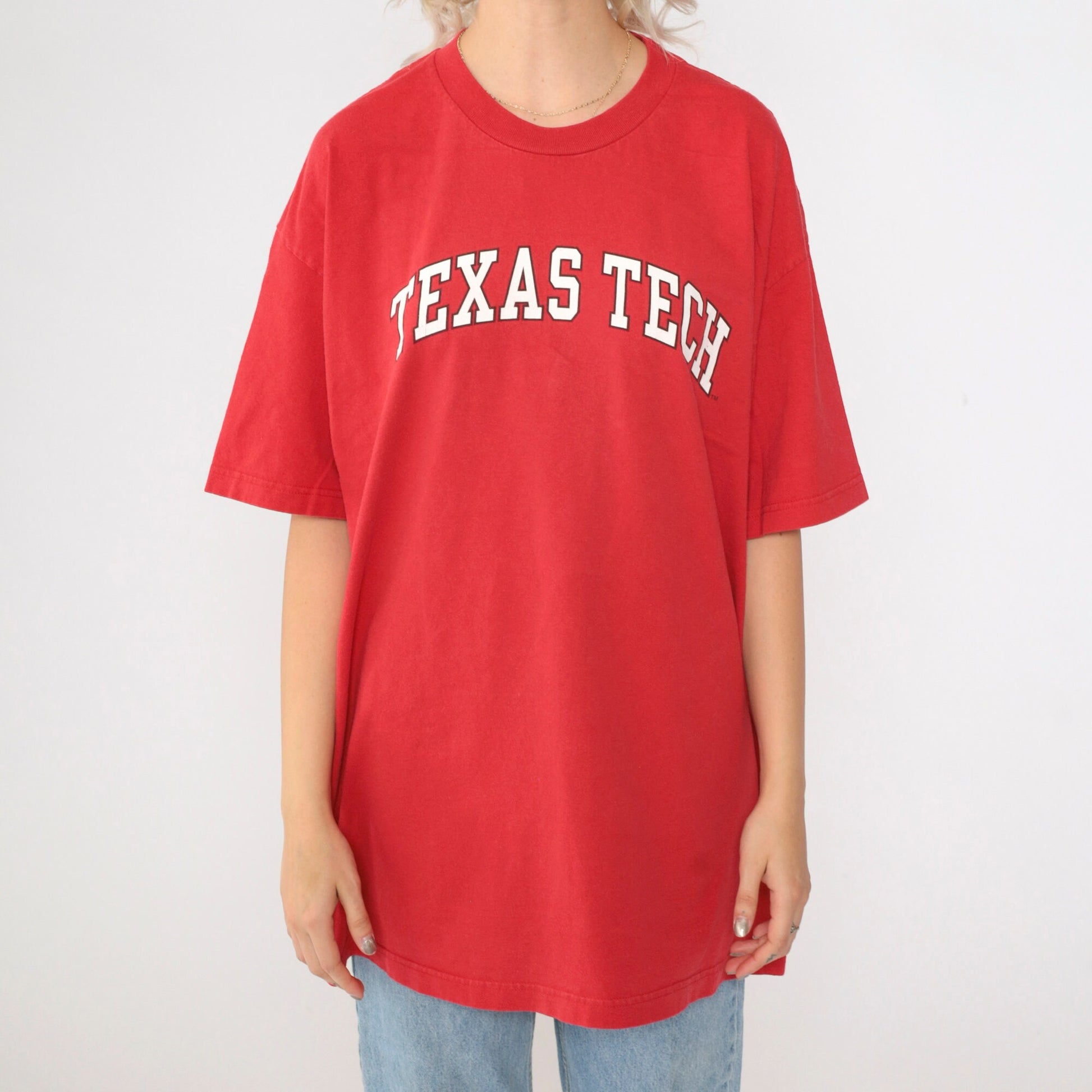 90s Texas Tech University Graphic T-Shirt Red Crewneck Extra Large XL