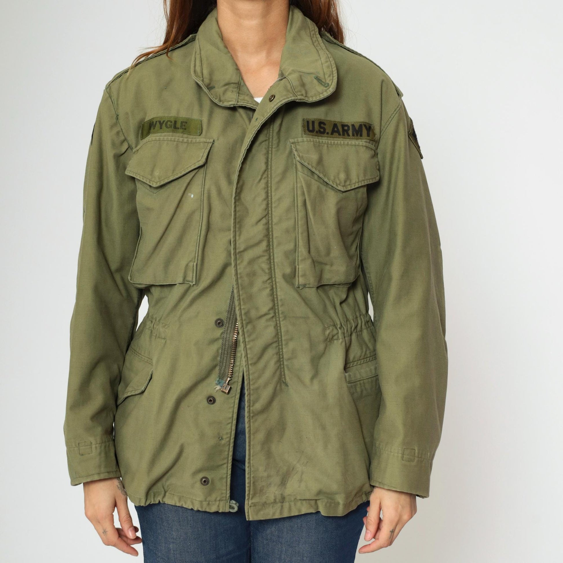 1960s U.S. Army M-65 Field Jacket Vietnam Era 1st Signal Brigade Olive Drab Medium