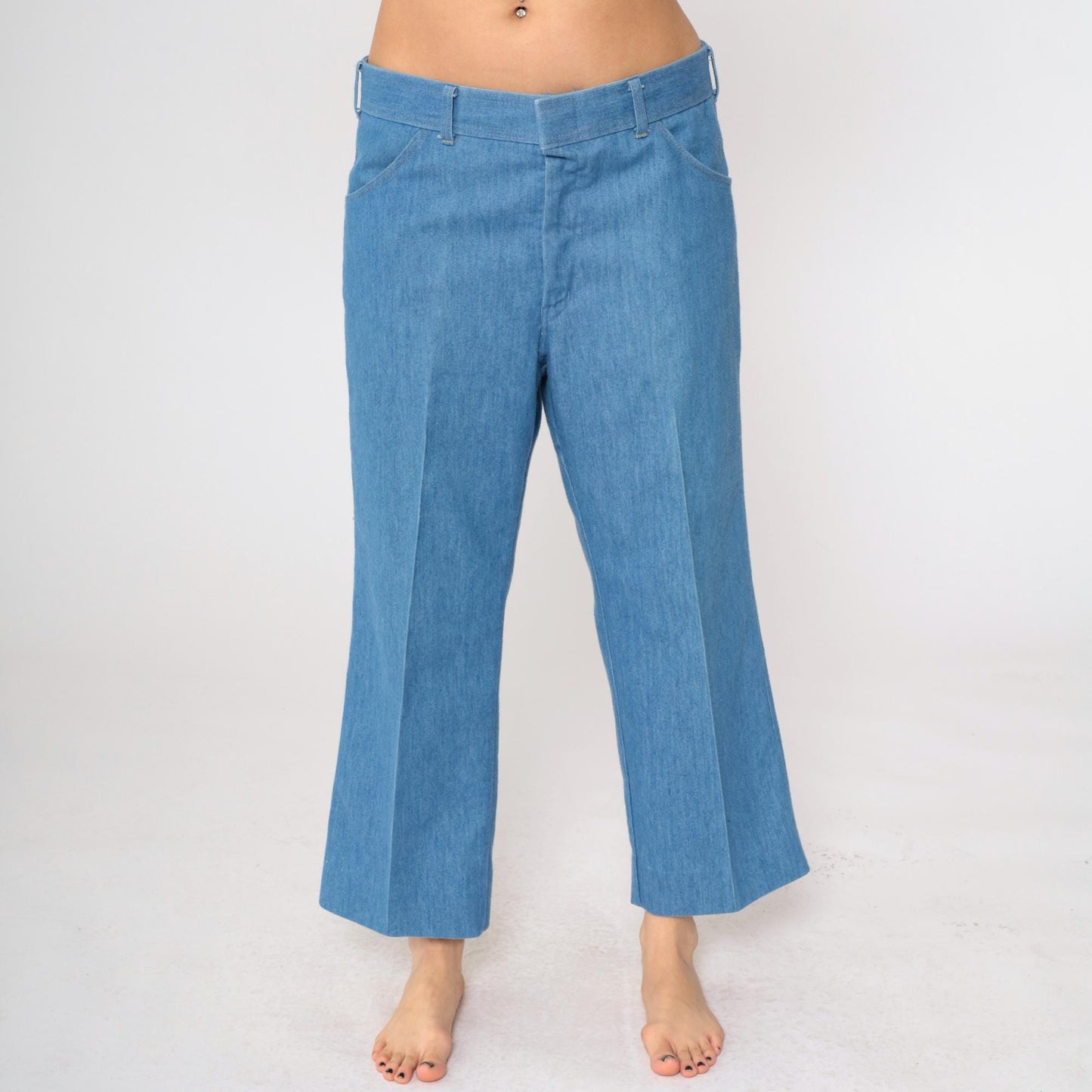 80s Sport Abouts High Waist Straight Leg Cropped Jeans Blue Denim 34x26