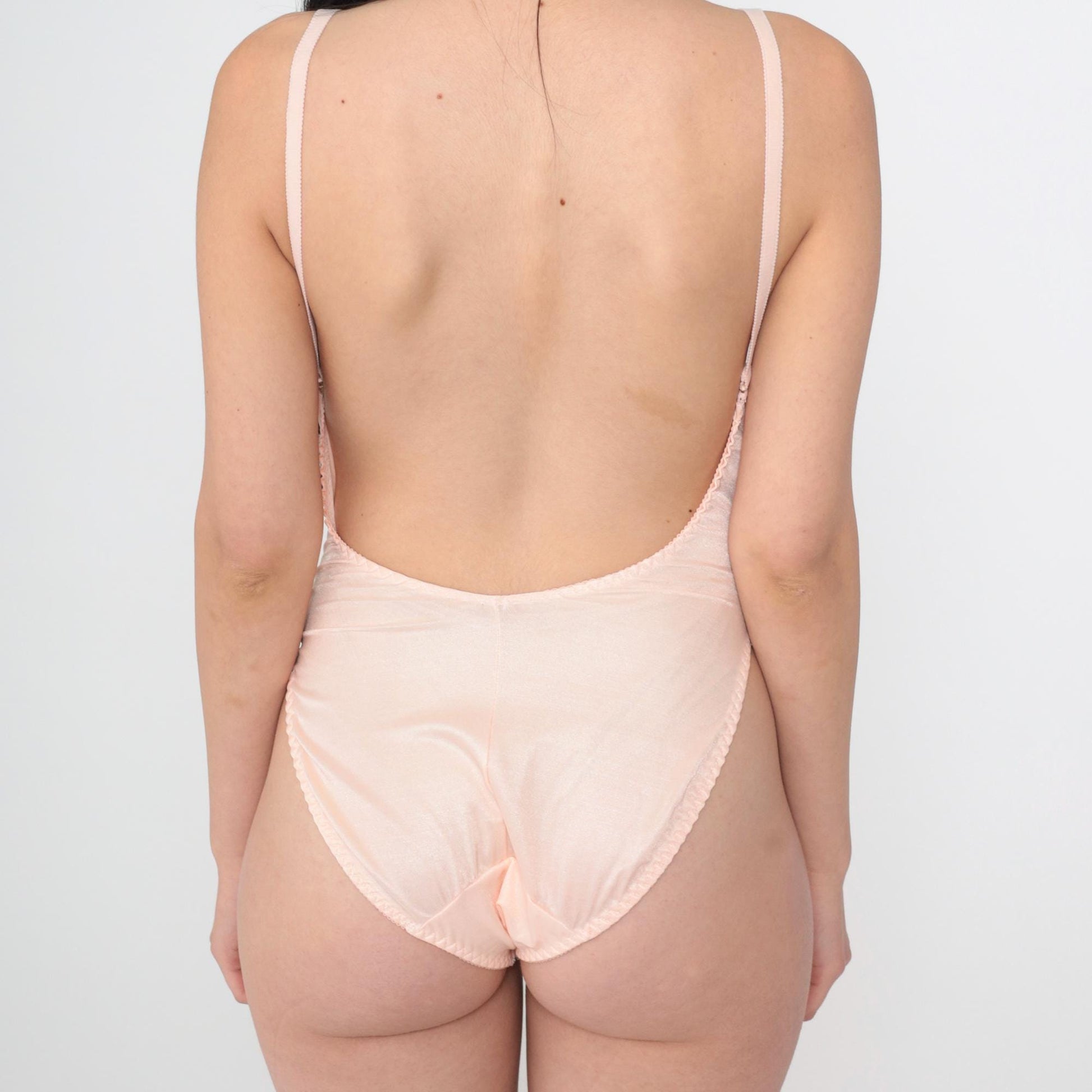 80s Berlei Baby Pink Lace Teddy Bodysuit High Cut V-Neck Small S