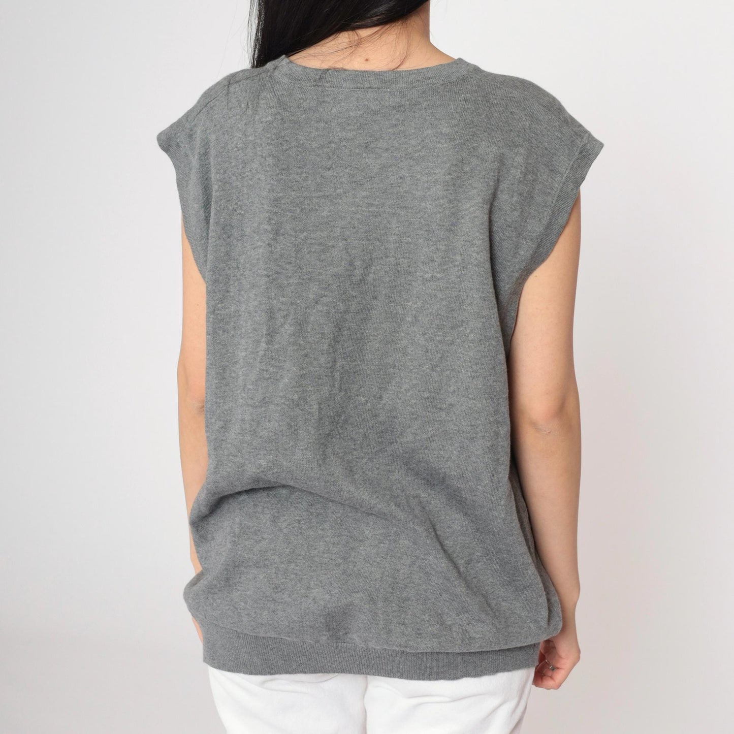 00s USF University of San Francisco Grey Knit Vest Pullover Large L