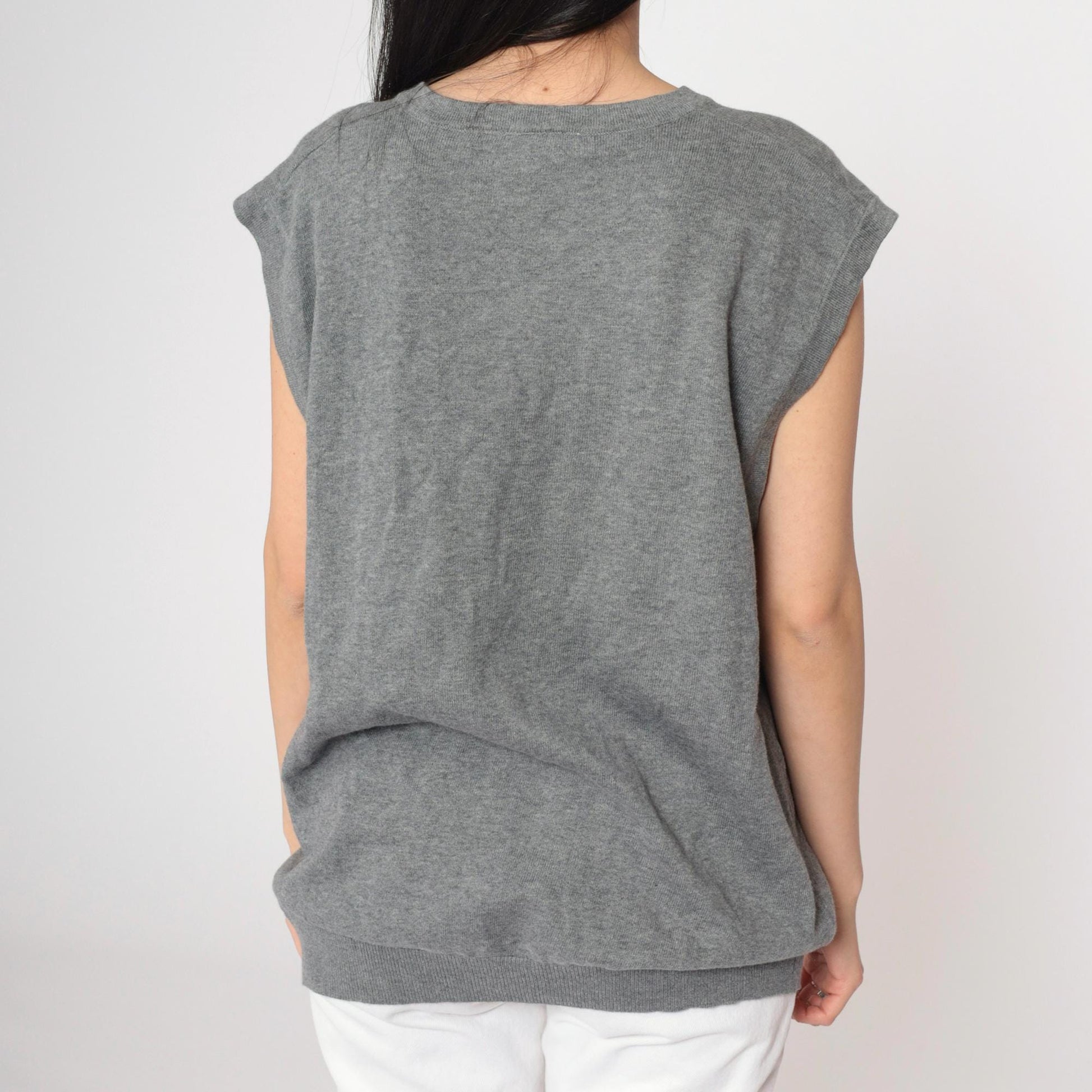 00s USF University of San Francisco Grey Knit Vest Pullover Large L