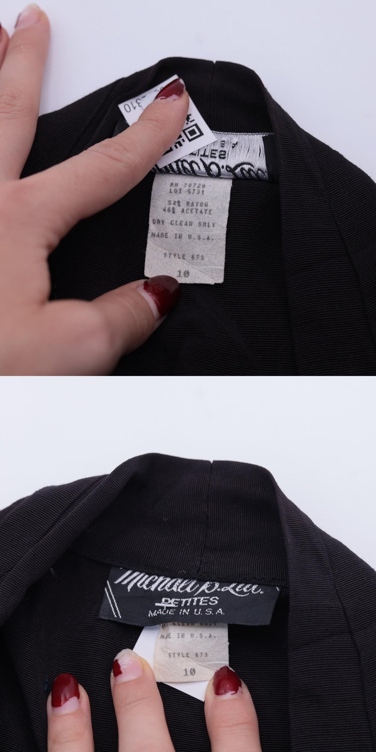 90s Black Button-Up Midi Dress V-Neck Pleated Sheath Small Petite