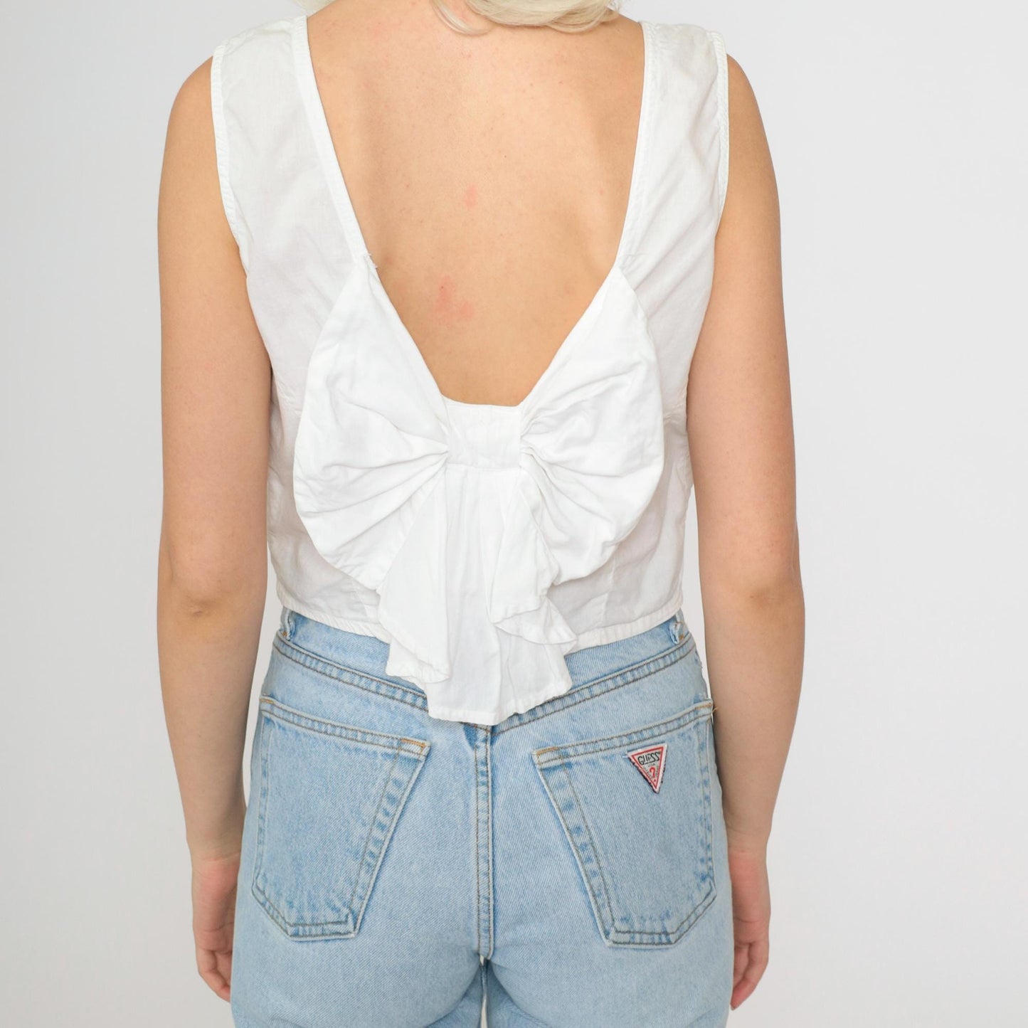 90s Munalisa Floral Embroidered Tank Top White Mesh Cutwork Small