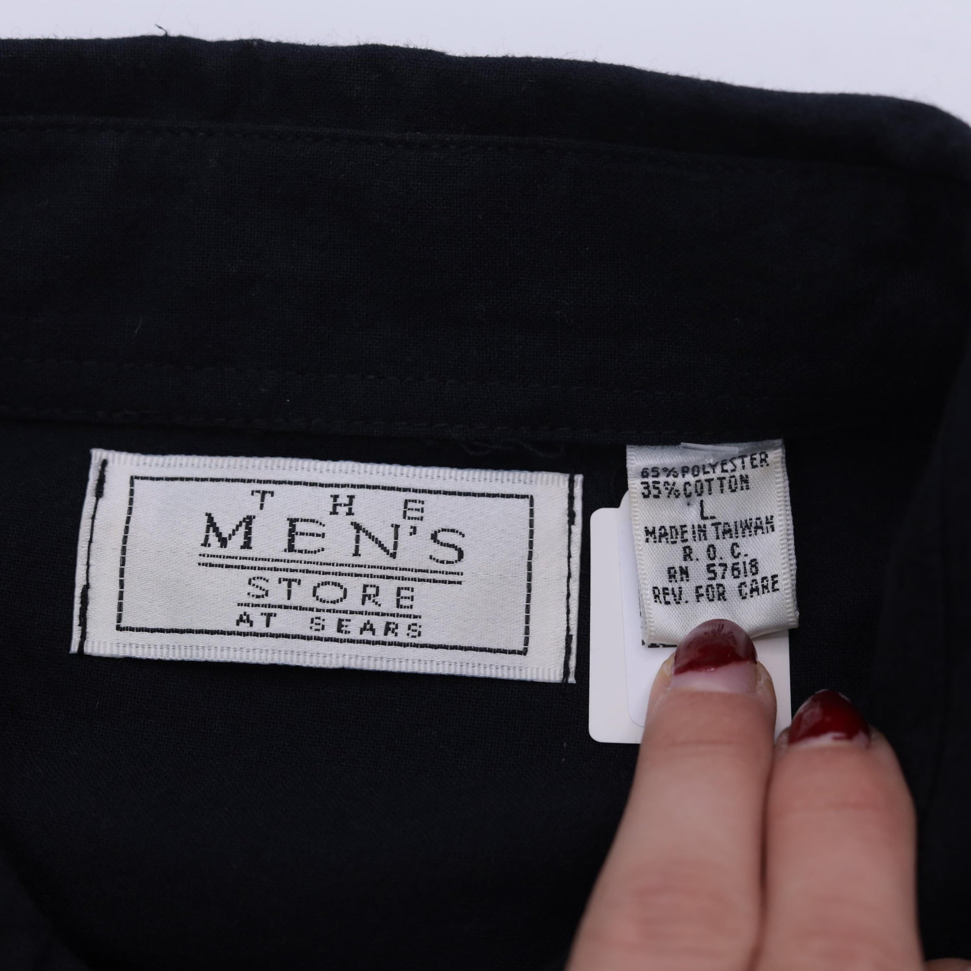 90s The Men's Store at Sears Black Quarter Zip Cable Knit Shirt Large L