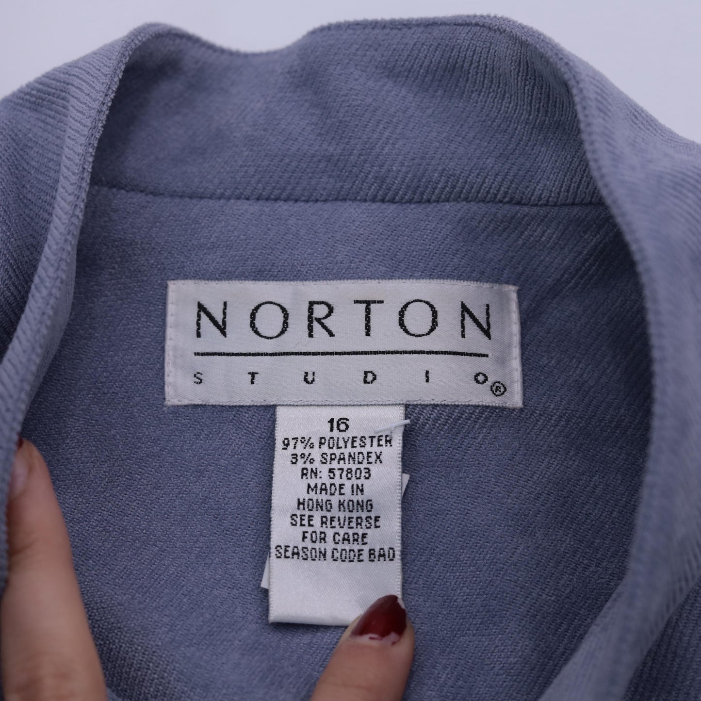 90s Blue Mottled Ribbed Jacket Stand Collar Button-Up Shacket Extra Large