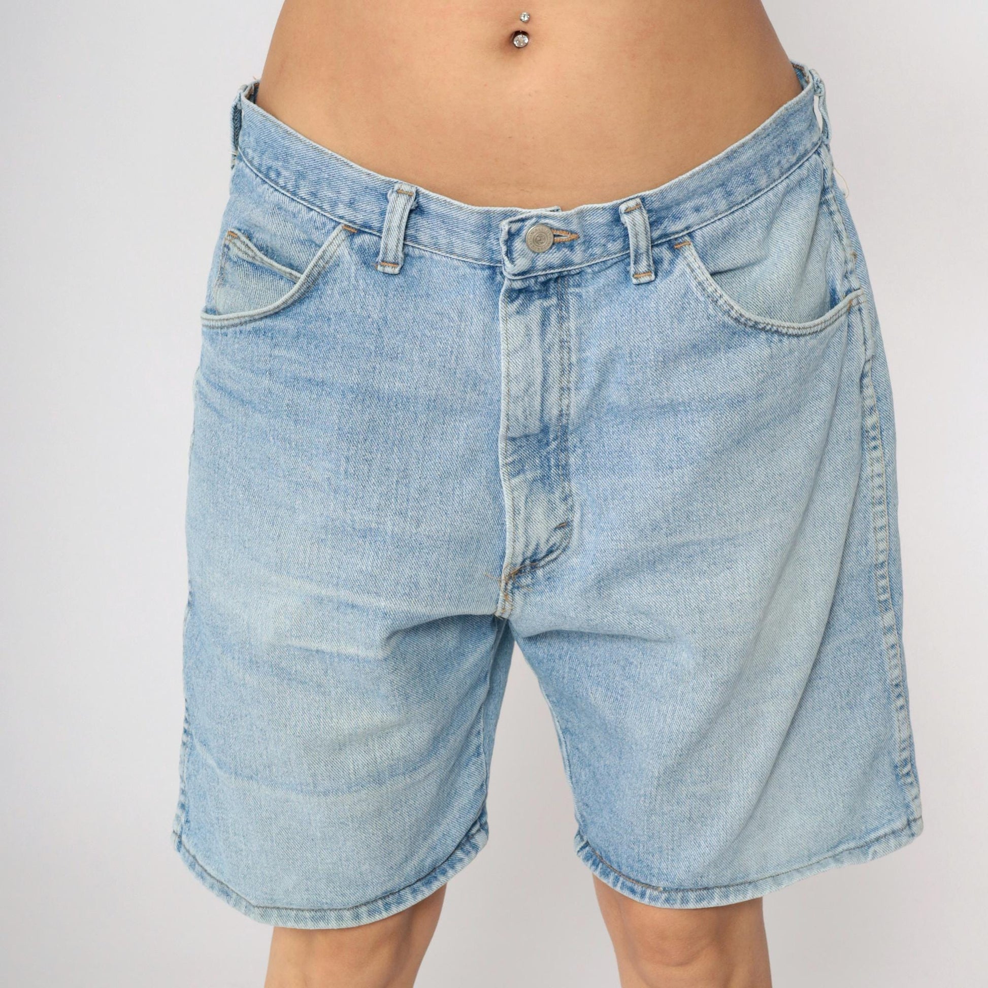 90s Wrangler High Rise Denim Shorts Blue Jean Men's 36