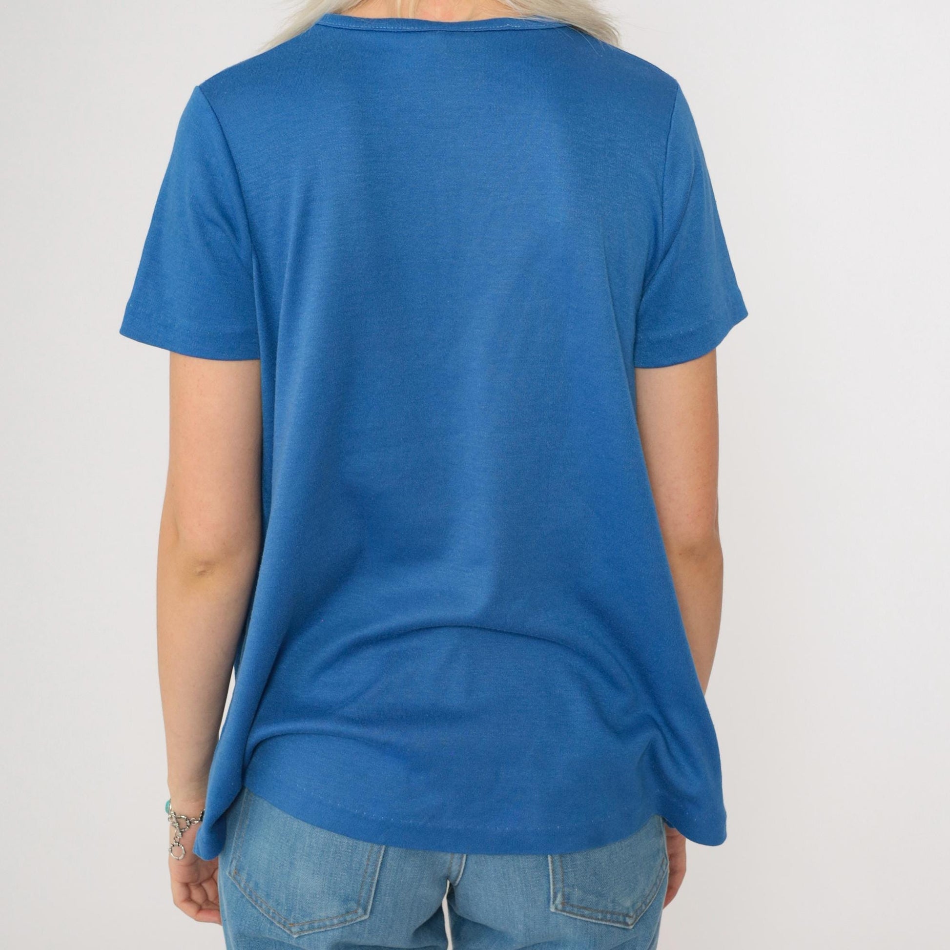 80s Maternity Graphic T-Shirt I Got Nailed By A Carpenter Blue Medium