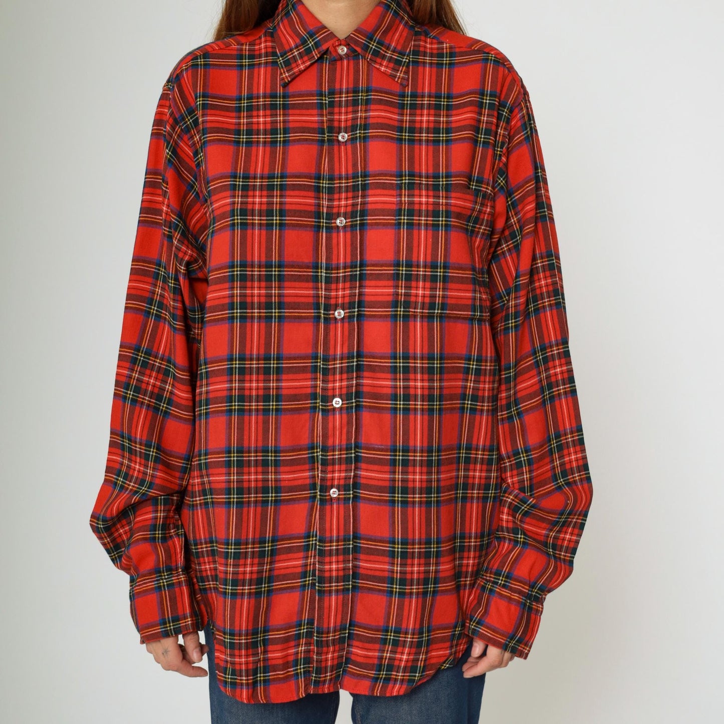 80s Brooks Brothers Red Plaid Wool Blend Button-Up Shirt Extra Large XL