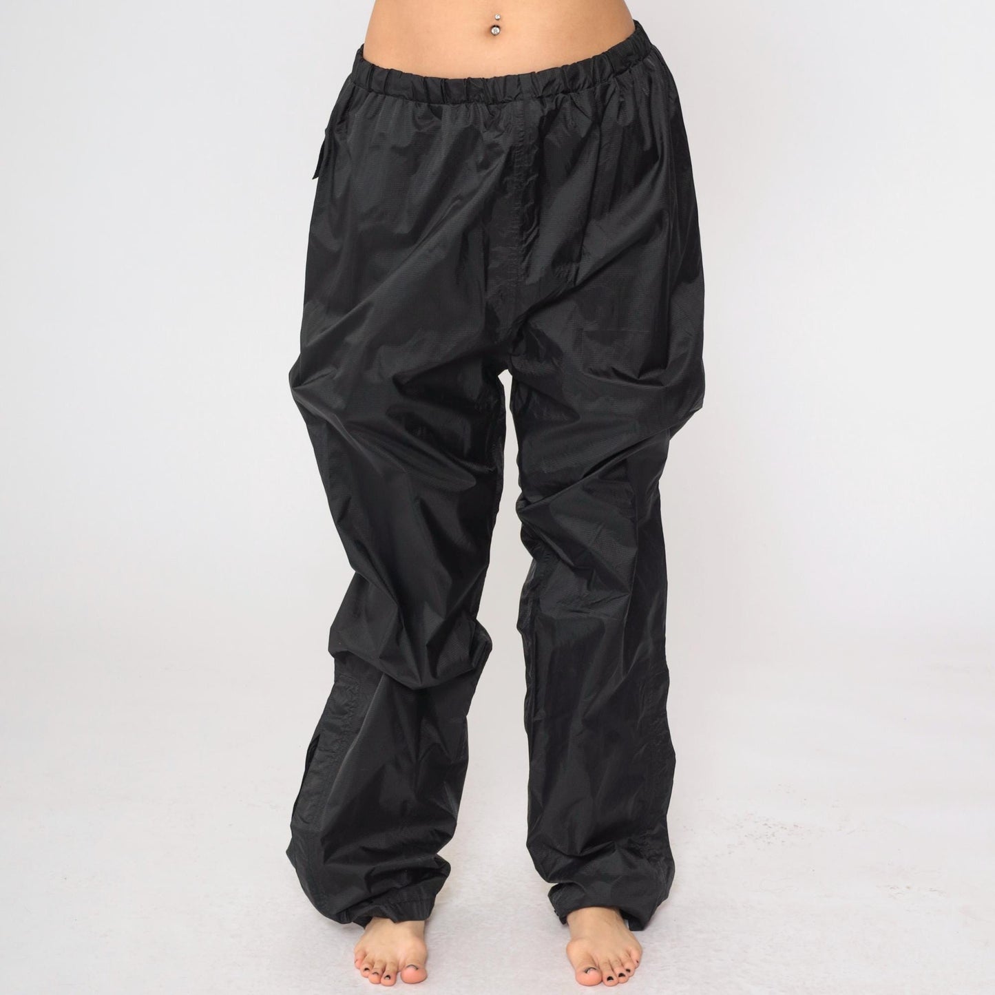 Y2K Stearns Dry Wear Black Nylon Track Pants Waterproof Joggers Medium