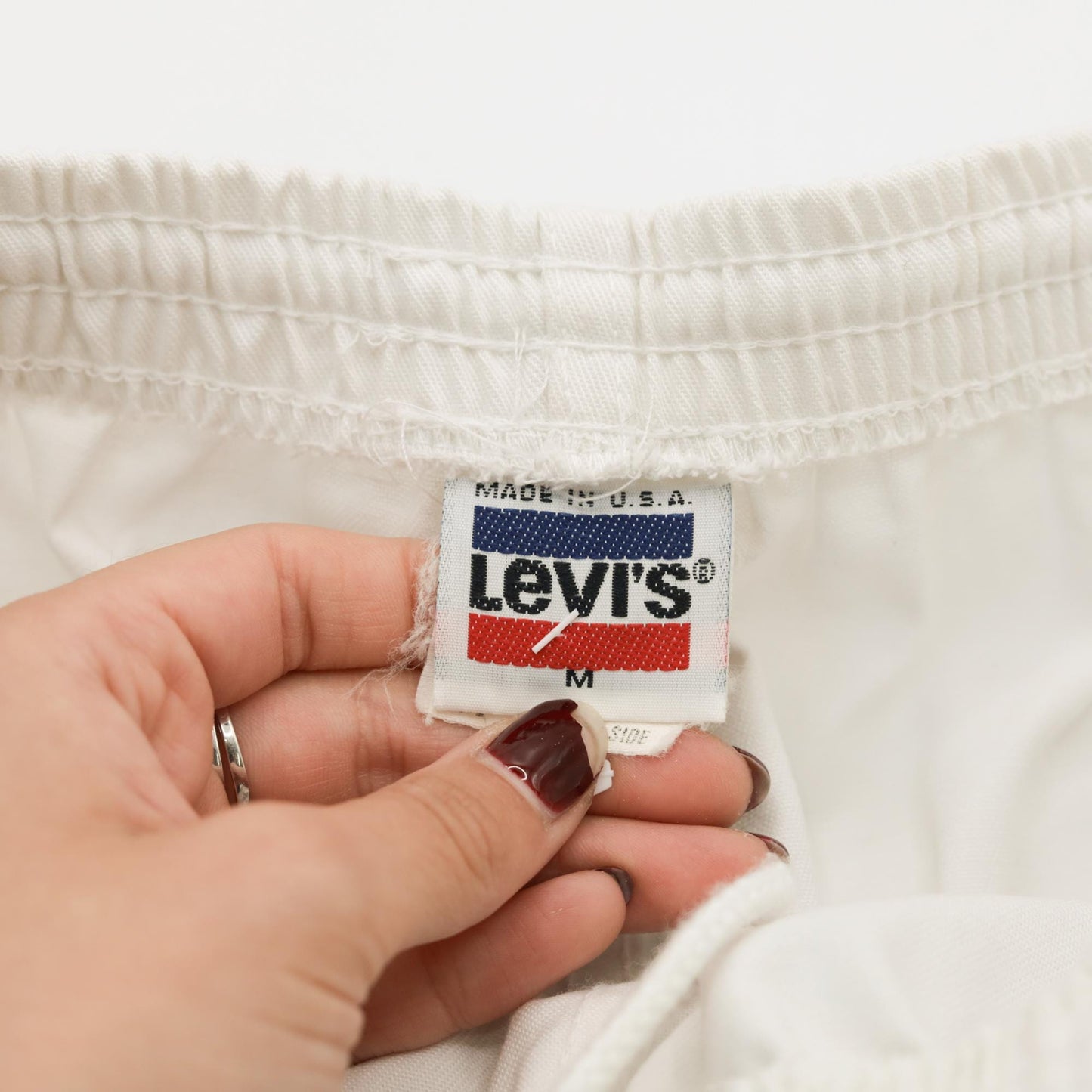 80s Levi's White Athletic Trousers Elastic Waist Small