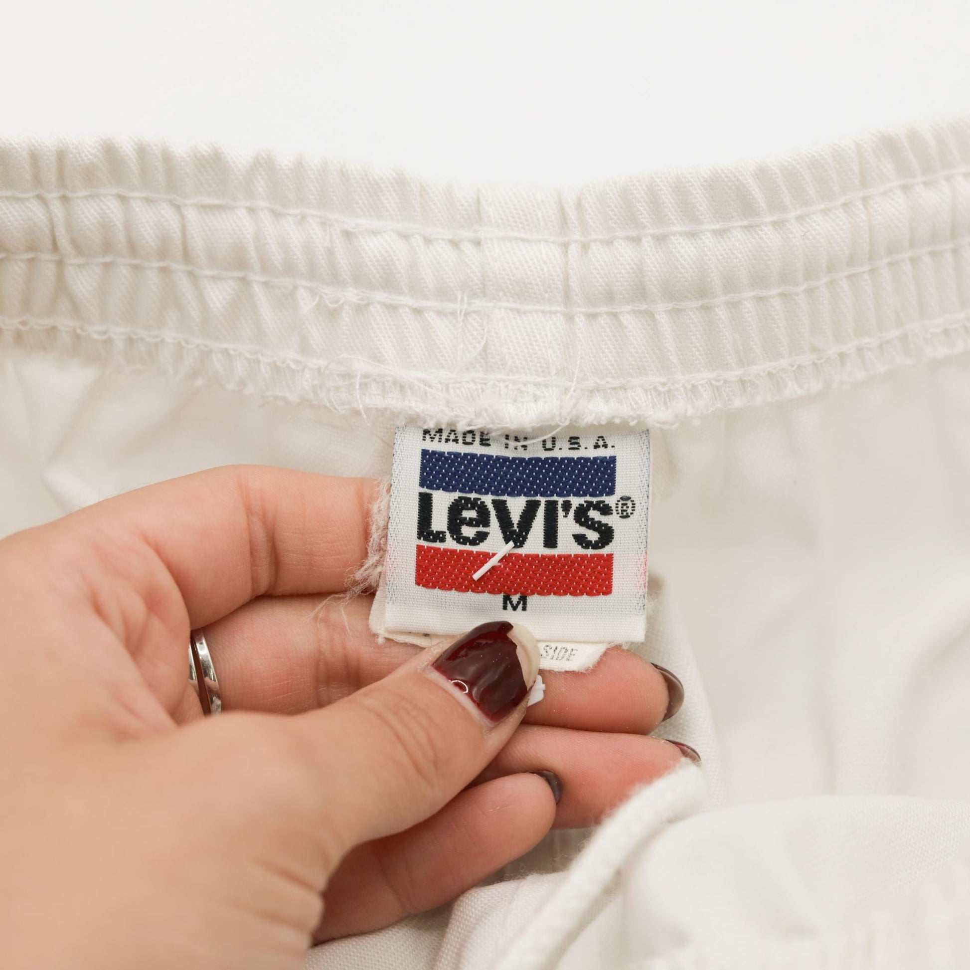 80s Levi's White Athletic Trousers Elastic Waist Small