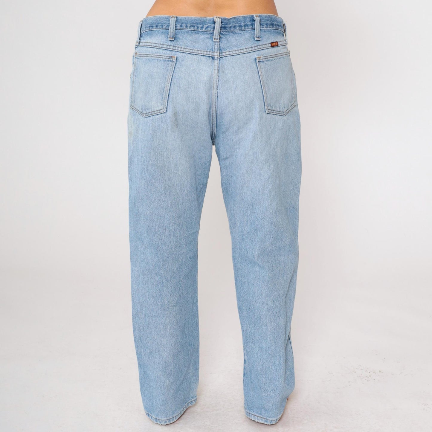 90s Rustler High Rise Straight Leg Jeans Blue Distressed Ripped 38x30