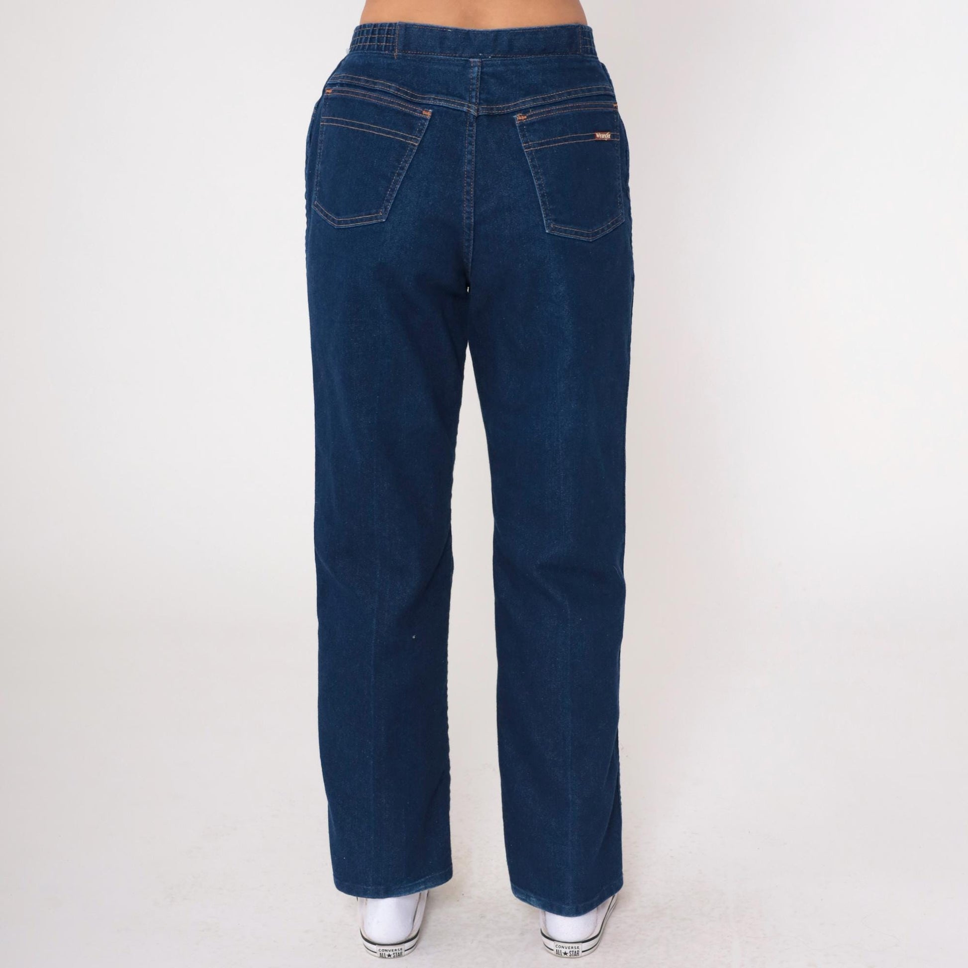 80s Wrangler Dark Blue Straight Leg High Waist Jeans Medium Large