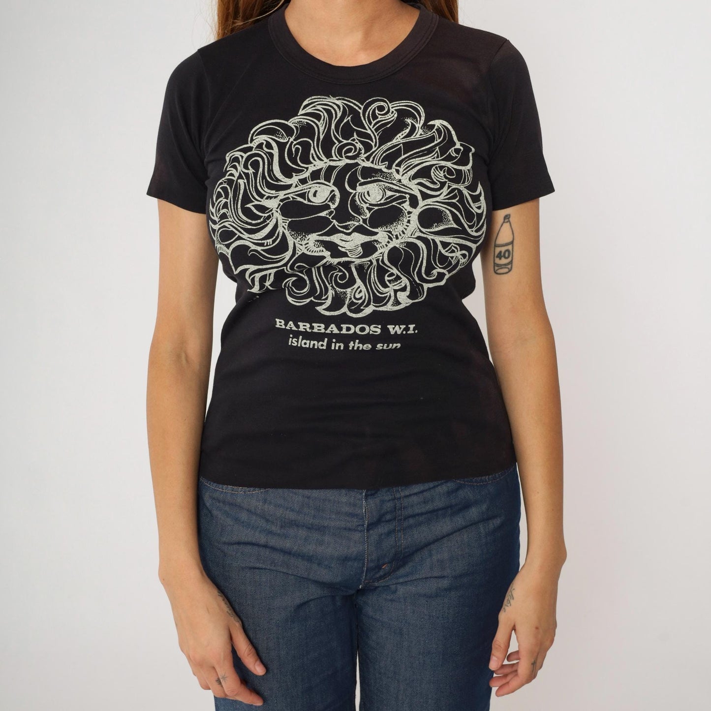 80s Barbados Island in the Sun Graphic T-Shirt Black Small