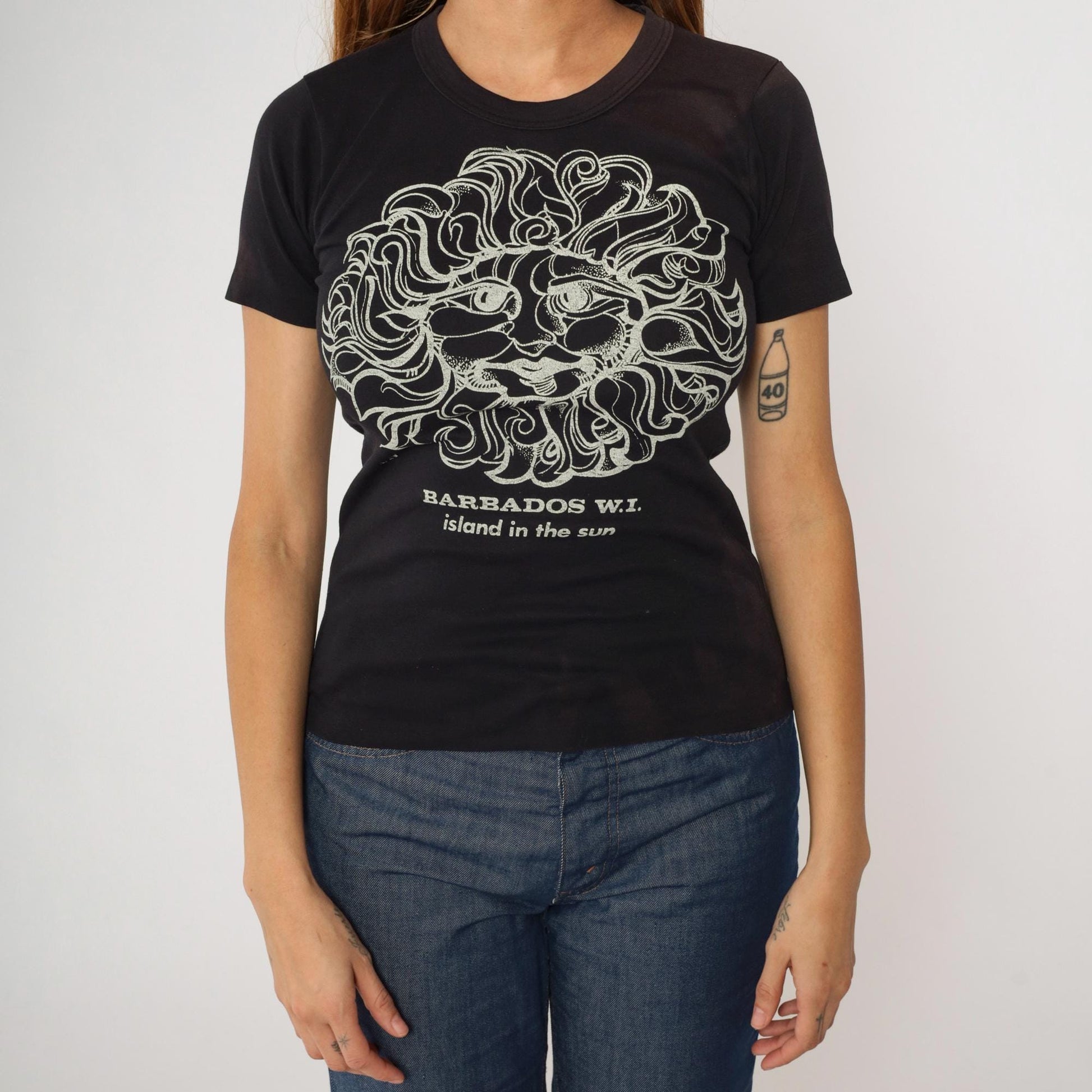 80s Barbados Island in the Sun Graphic T-Shirt Black Small