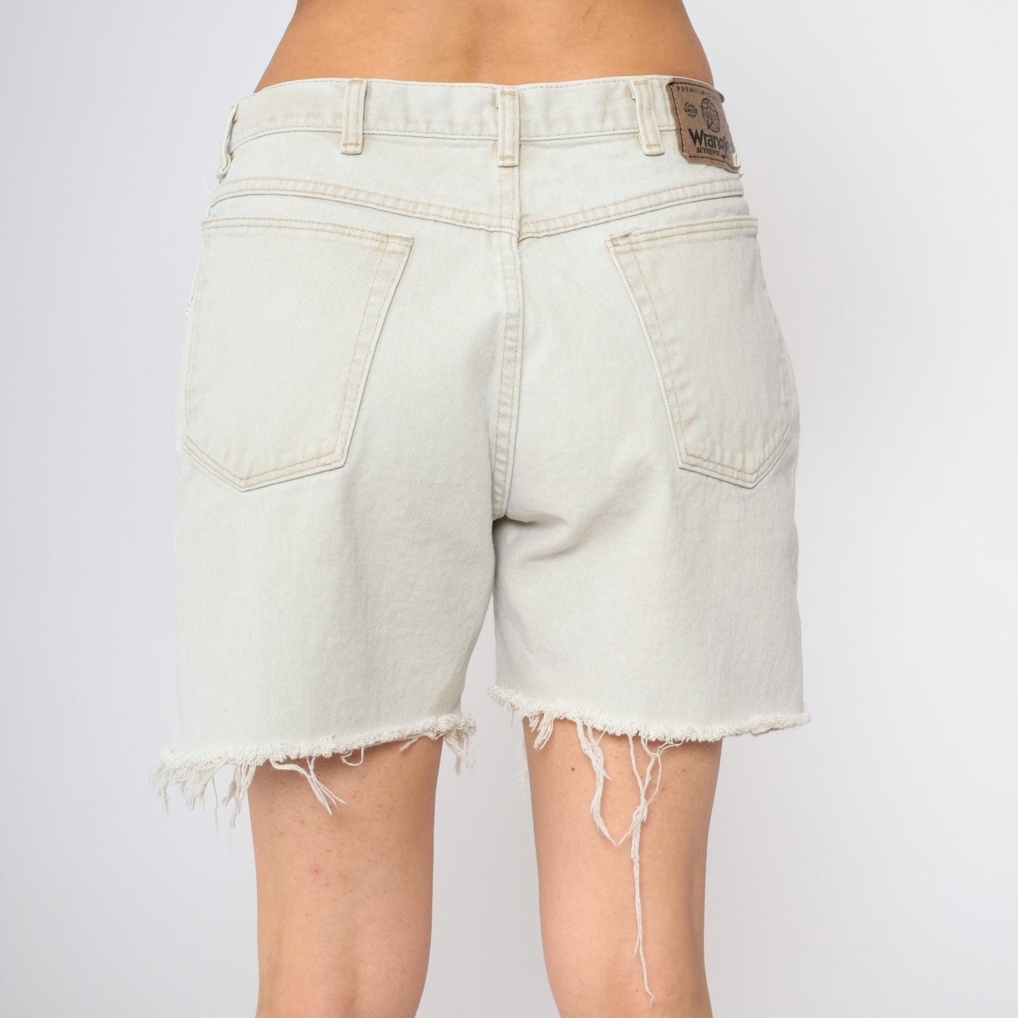 90s Wrangler Denim Cutoff Shorts High Rise Pale Grey Men's 34