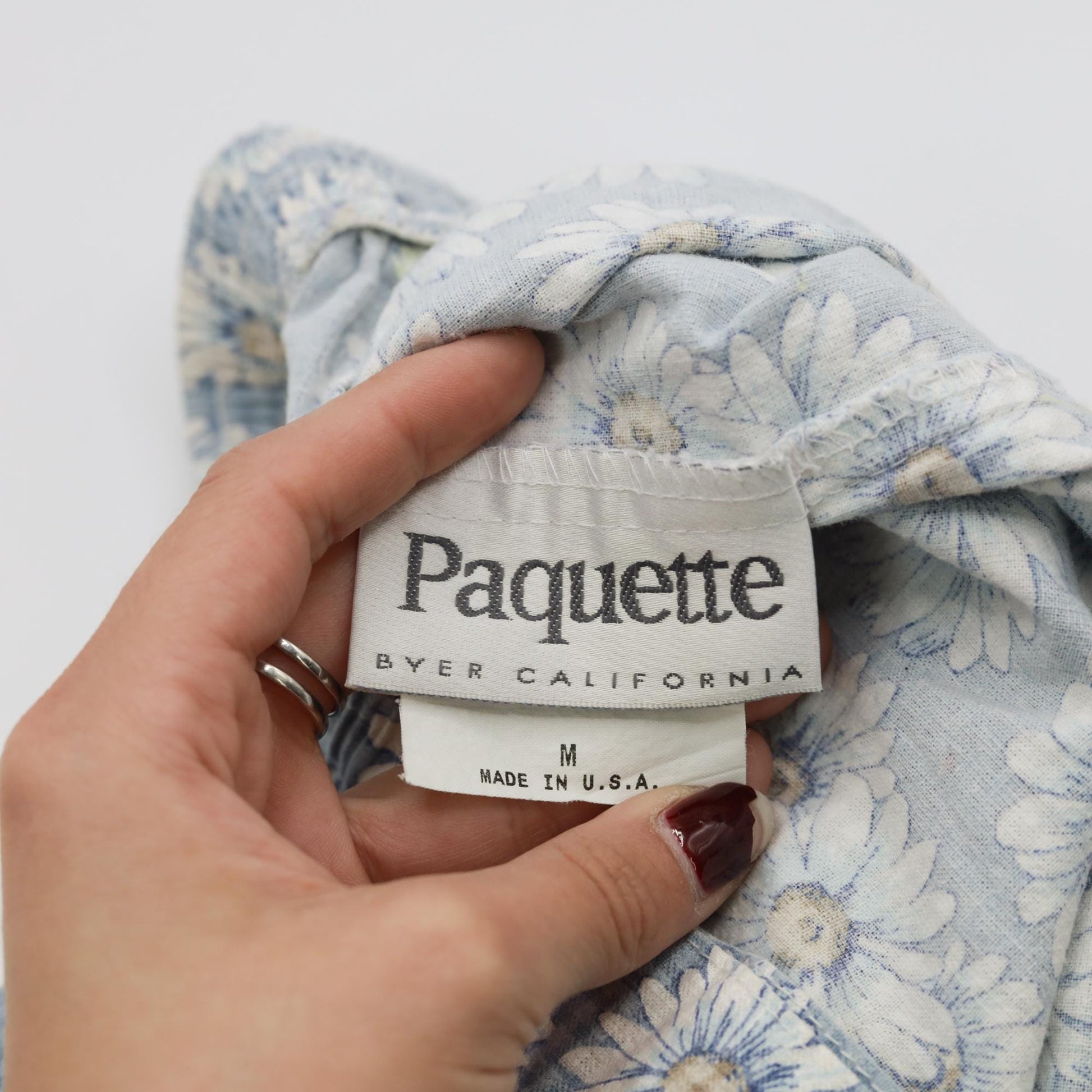 90s Paquette Byer California Floral Gingham Skort Baby Blue High Waist Mini Medium