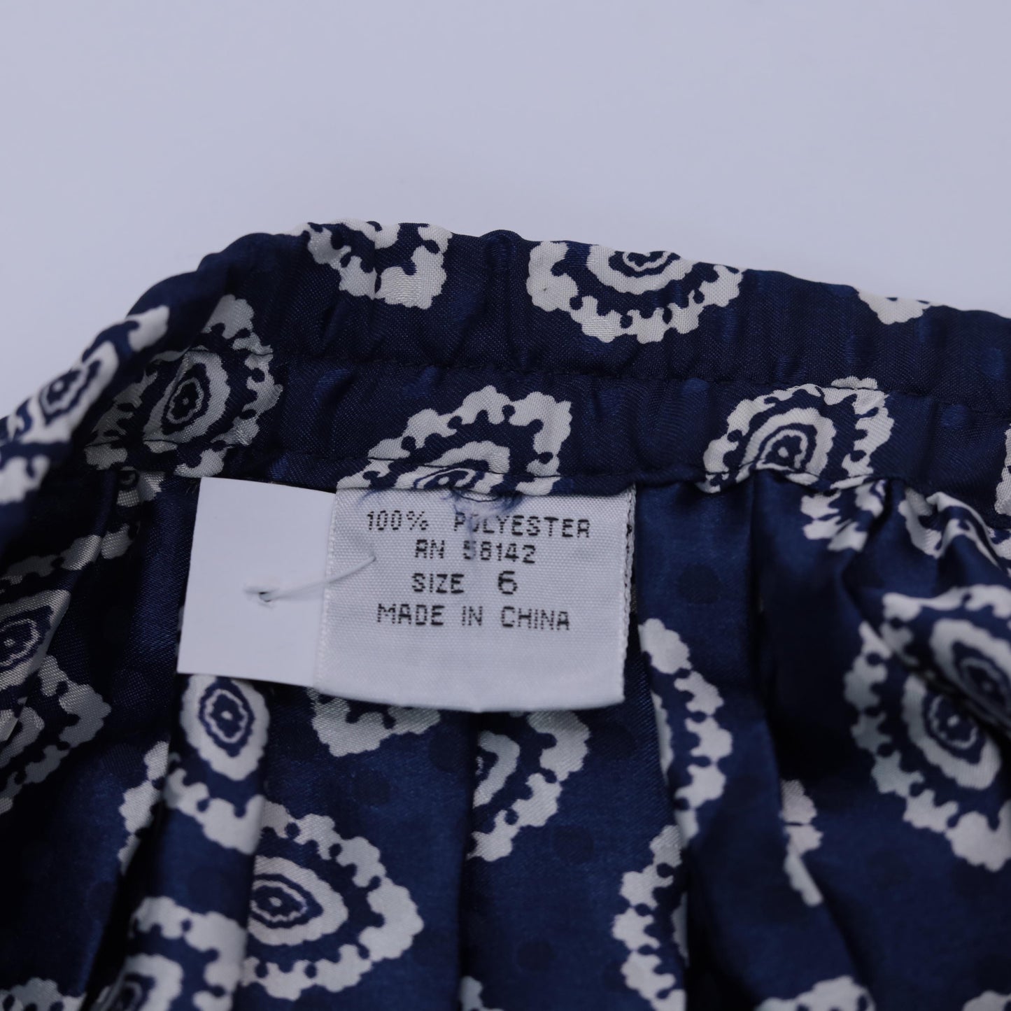 90s Geometric Midi Skirt High Waisted Pleated Blue Paisley Print Small