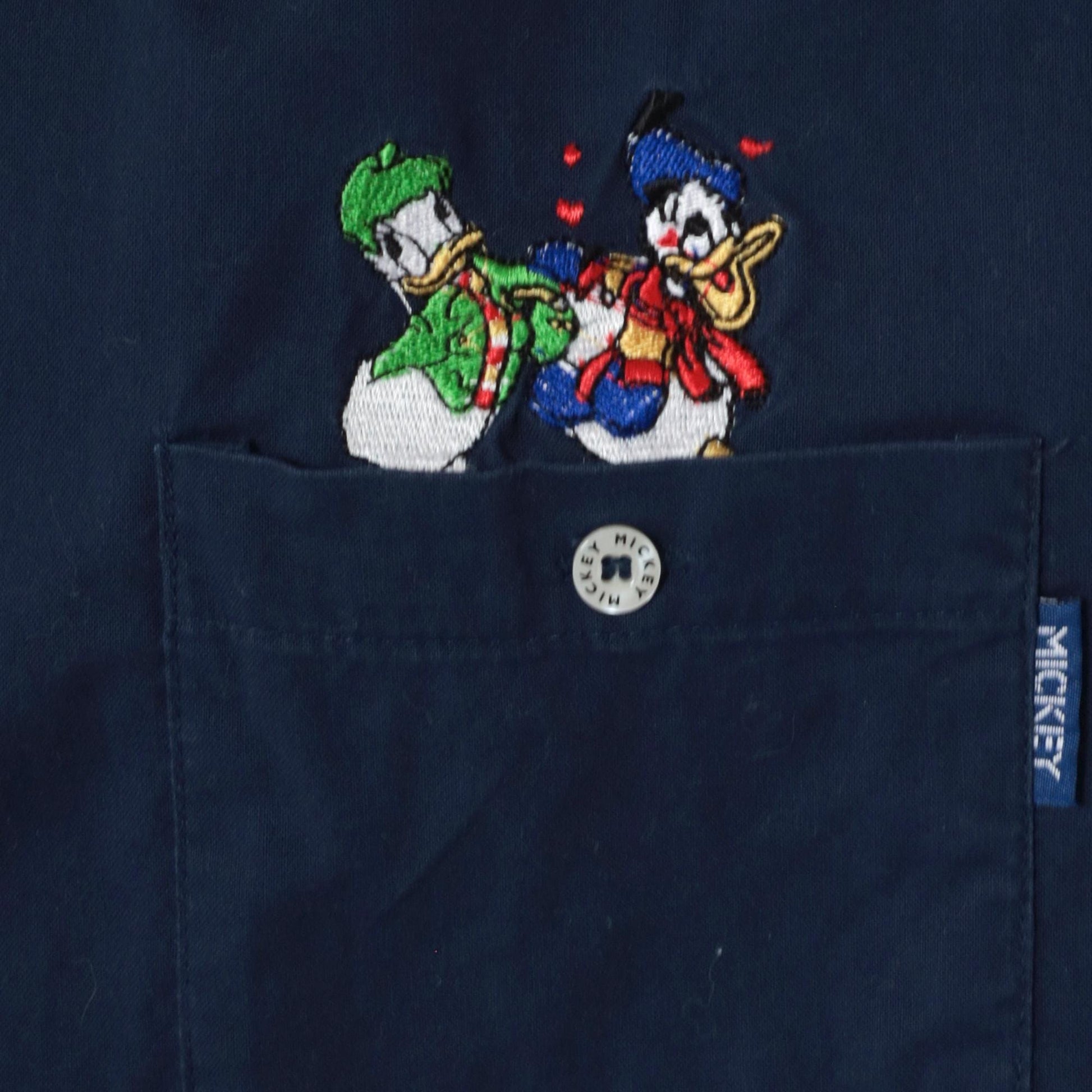 90s Mickey Unlimited Disney Embroidered Button Up Shirt Navy Large