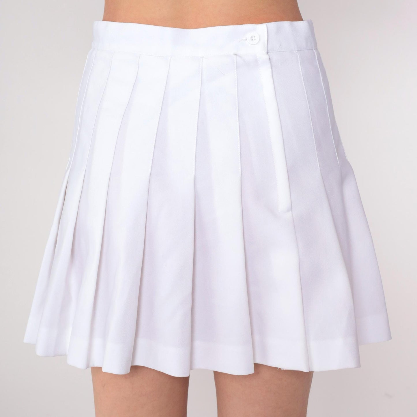 90s Reebok White Pleated Mini Skirt High Waist Side Zip Small