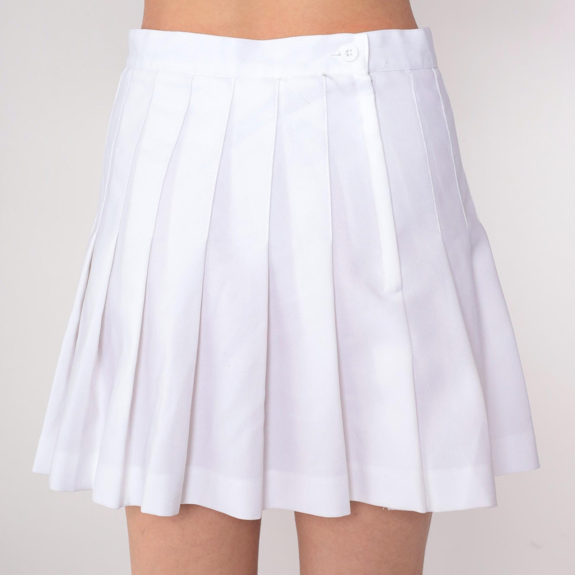 90s Reebok White Pleated Mini Skirt High Waist Side Zip Small